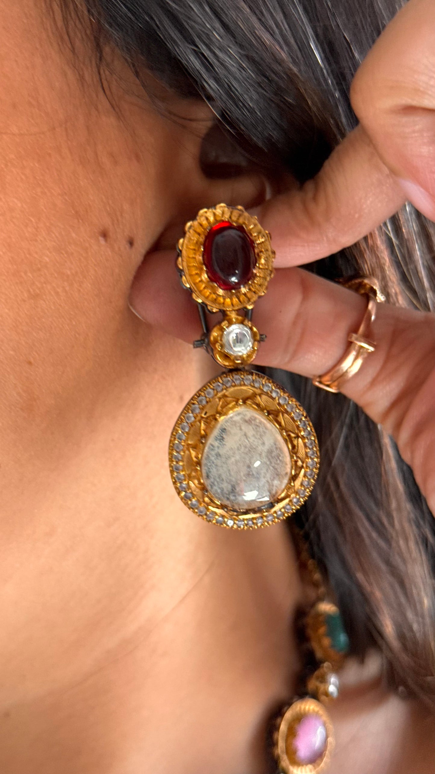 Navratna inspired drop designer necklace
