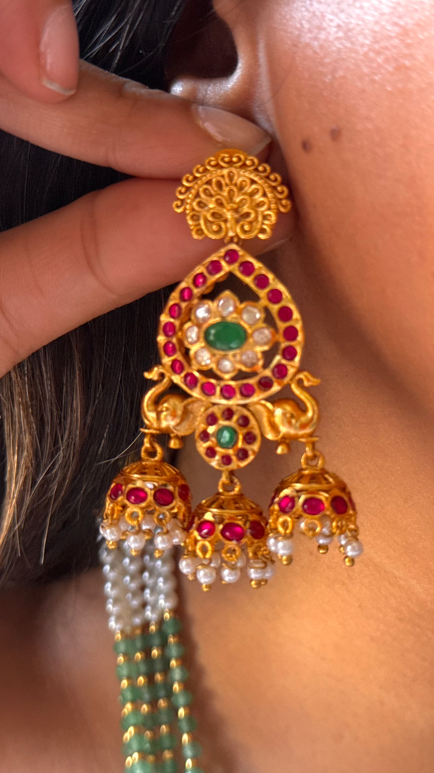 Lord krishna temple necklace with strawberry drops