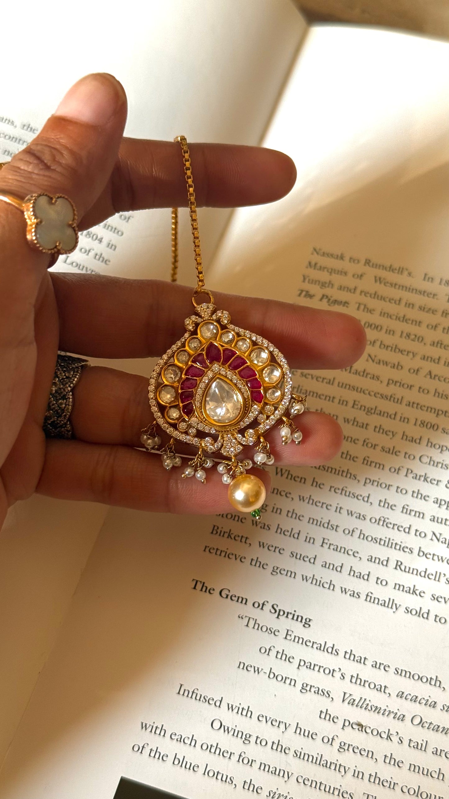 Ruby real moissanite maangtika