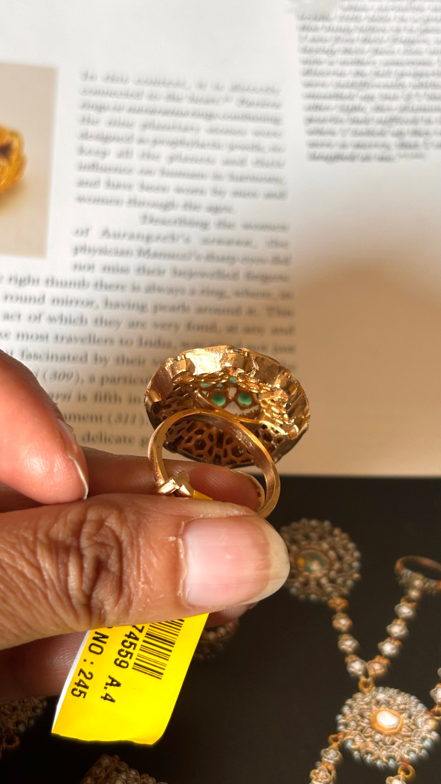 Emerald doublet stone polki Ring