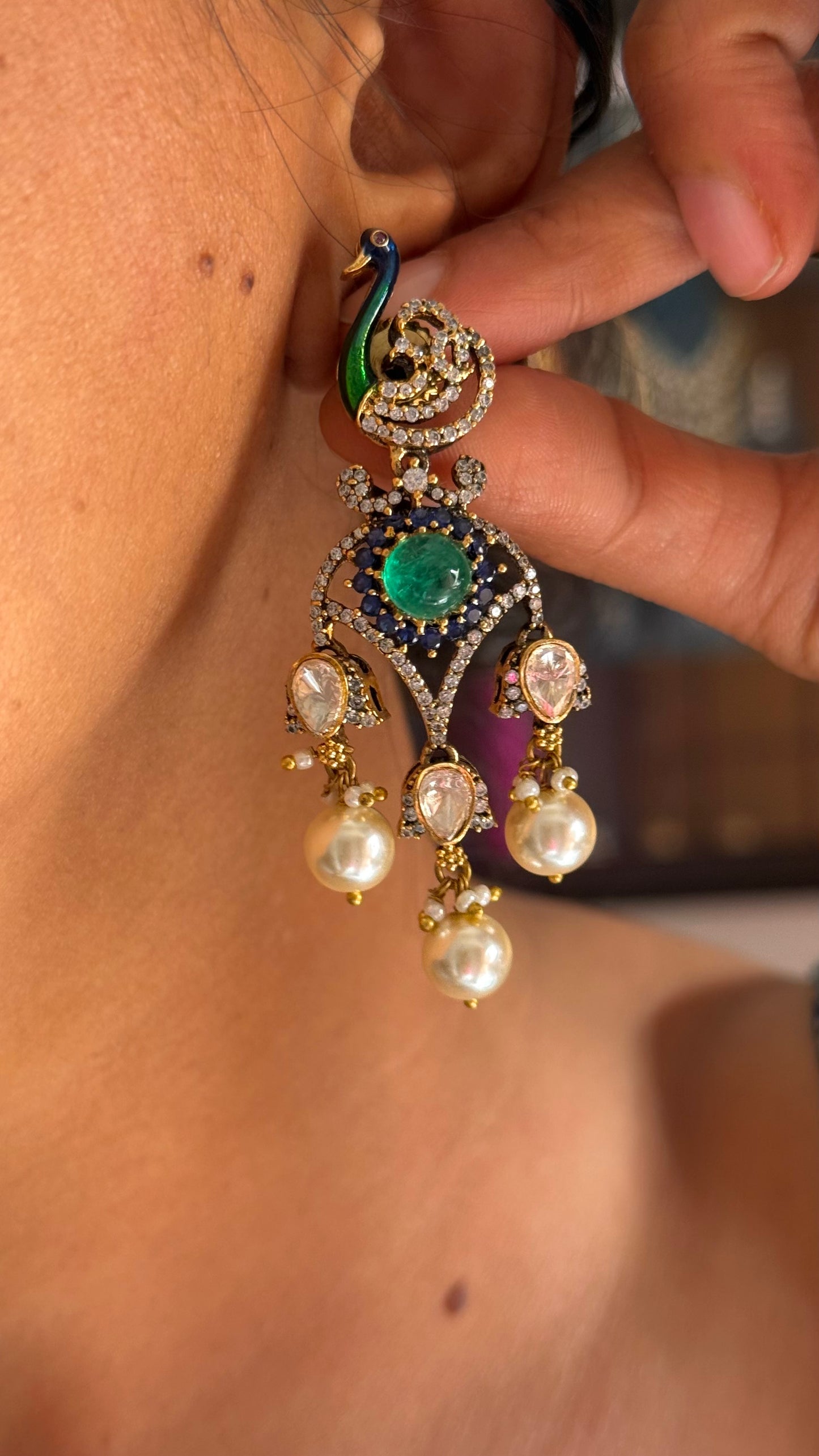 Amrapali inspired peacock heritage necklace