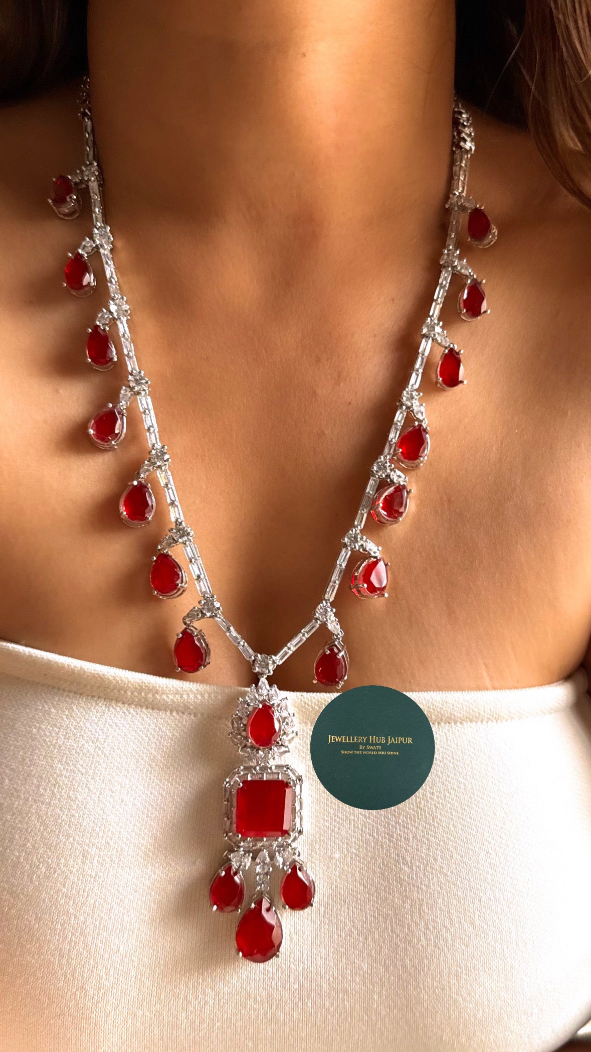 Ruby doublet diamond long set