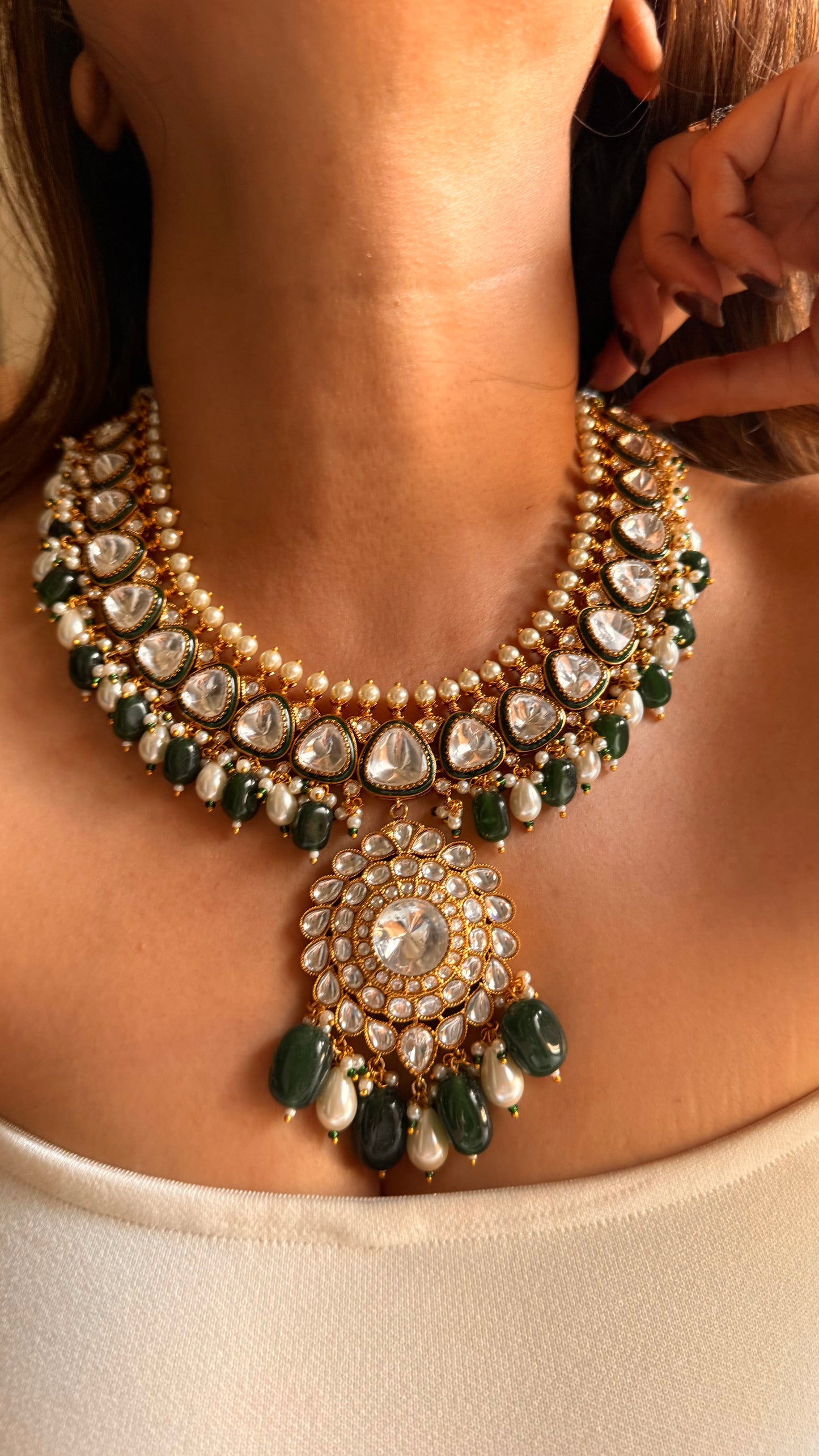 Meenakari emerald necklace