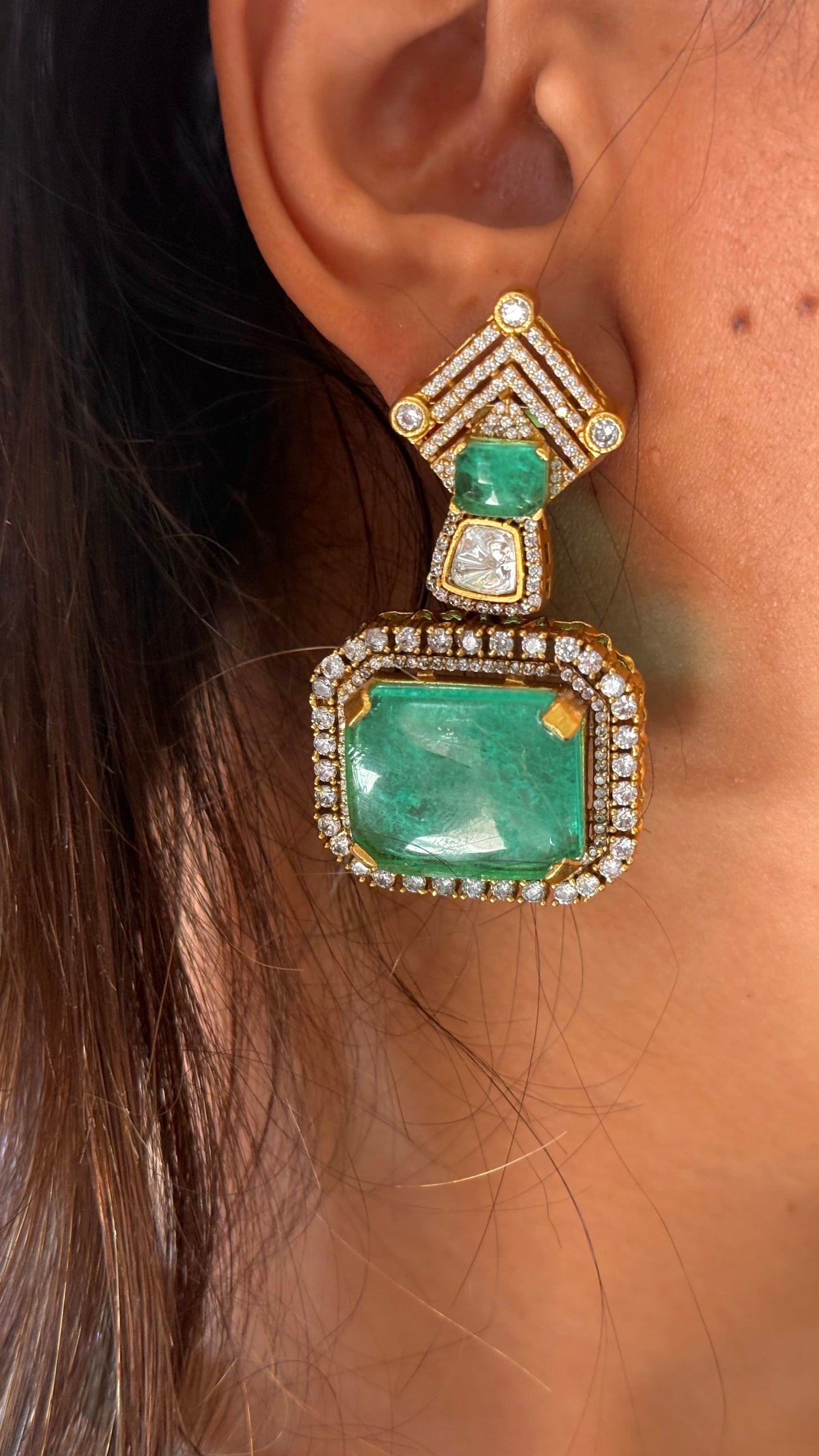 Ruby & mint Moissanite doublet designer necklace