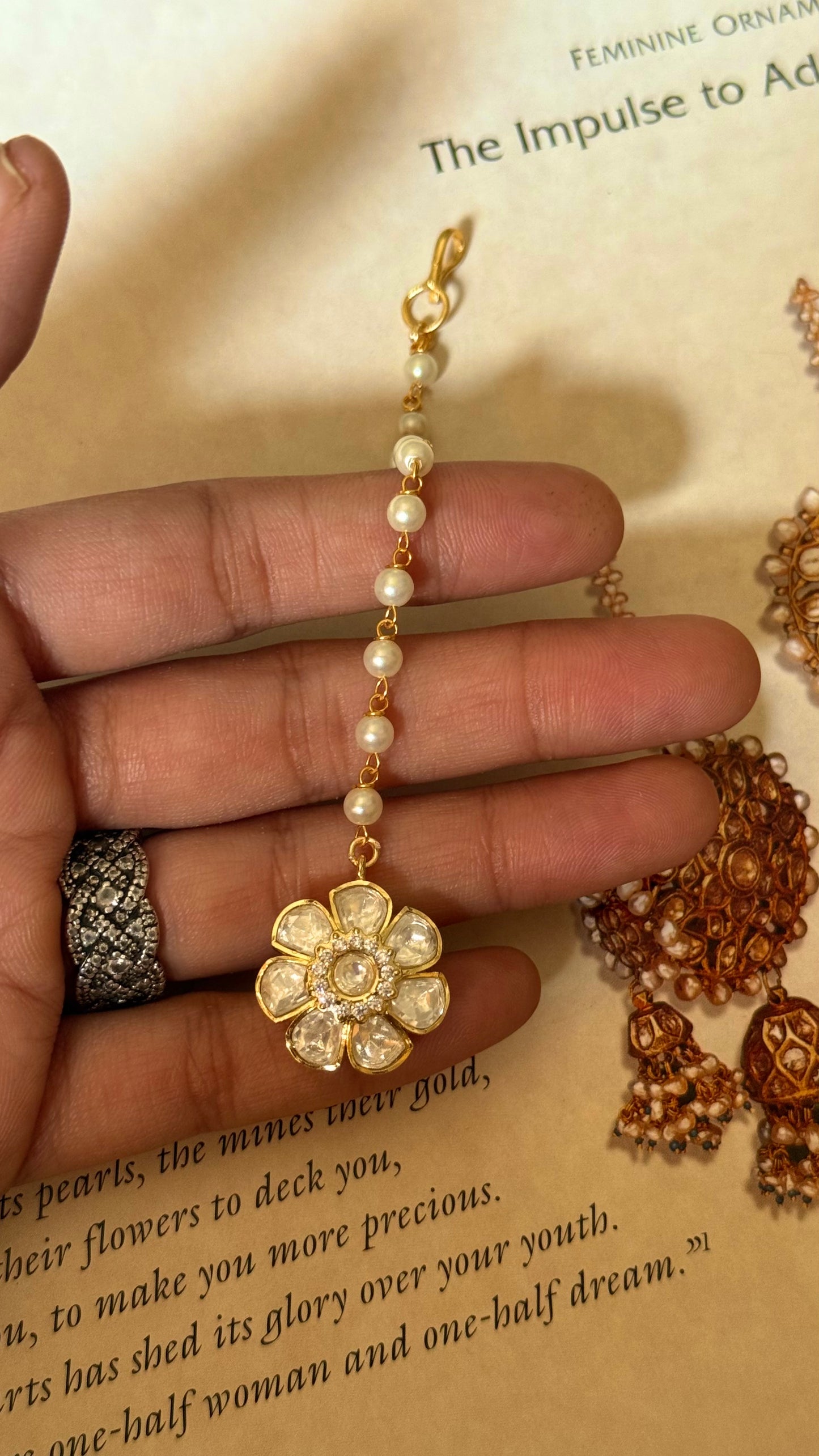 Real moissanite floral maangtika