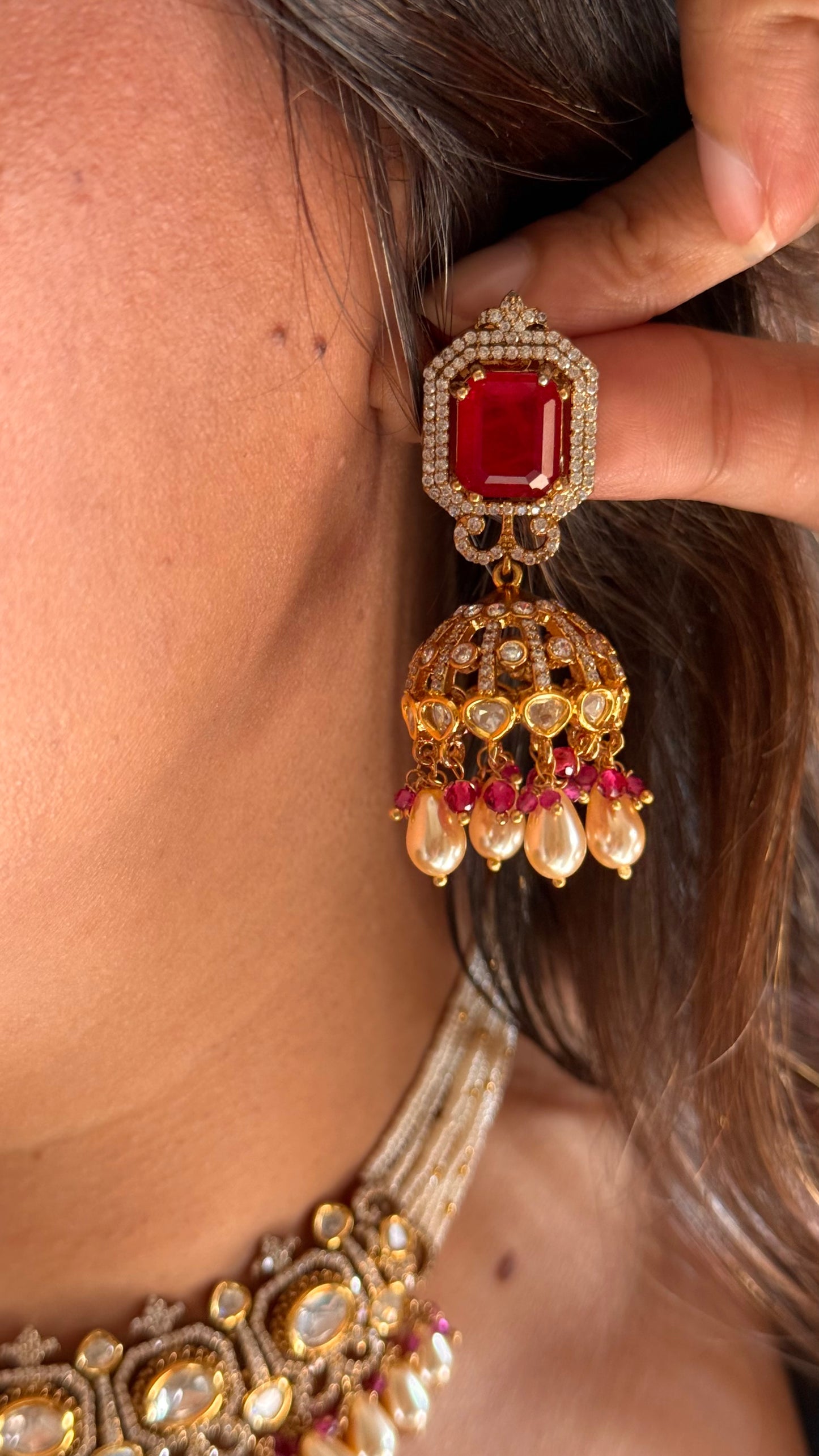 Ruby tear drop shape necklace