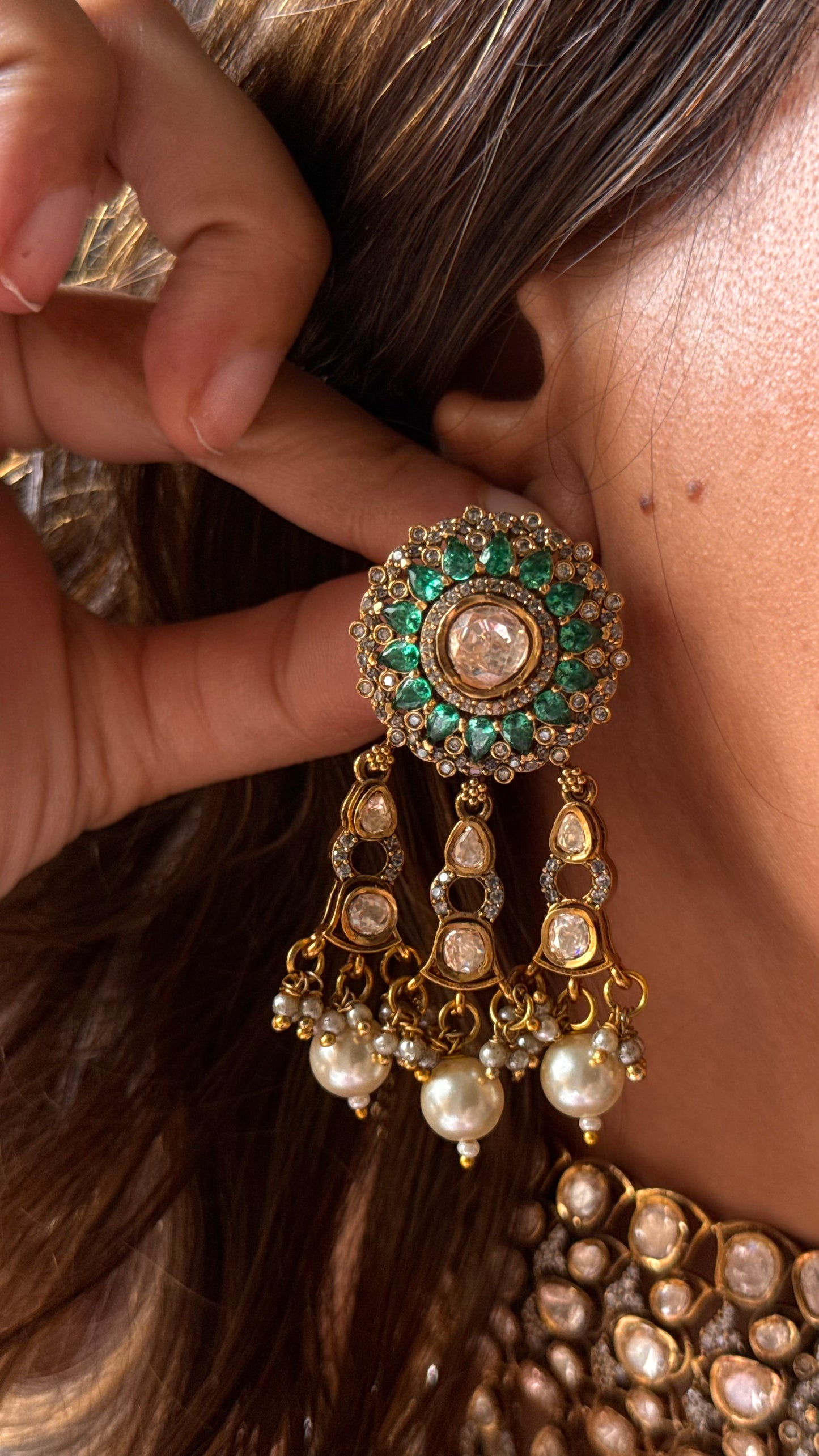 Turquoise takkar peeli polki Victorian necklace