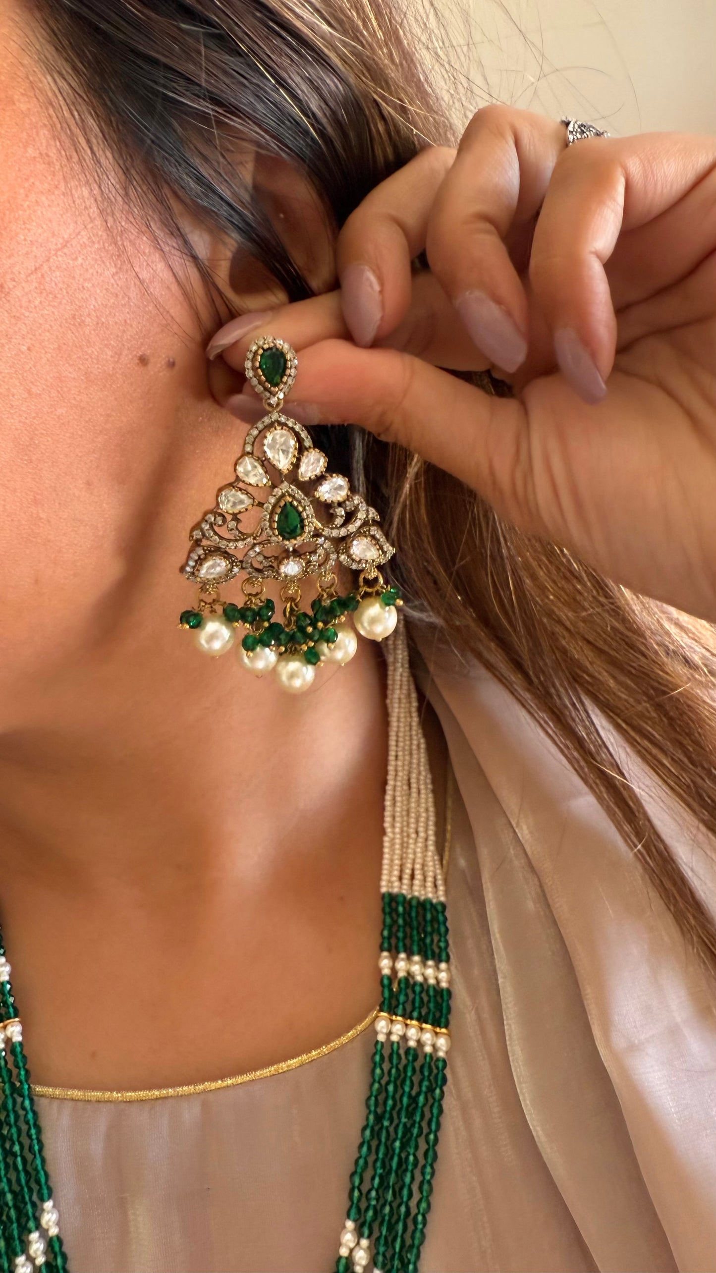 Parvati Emerald heritage moissanite rani haar