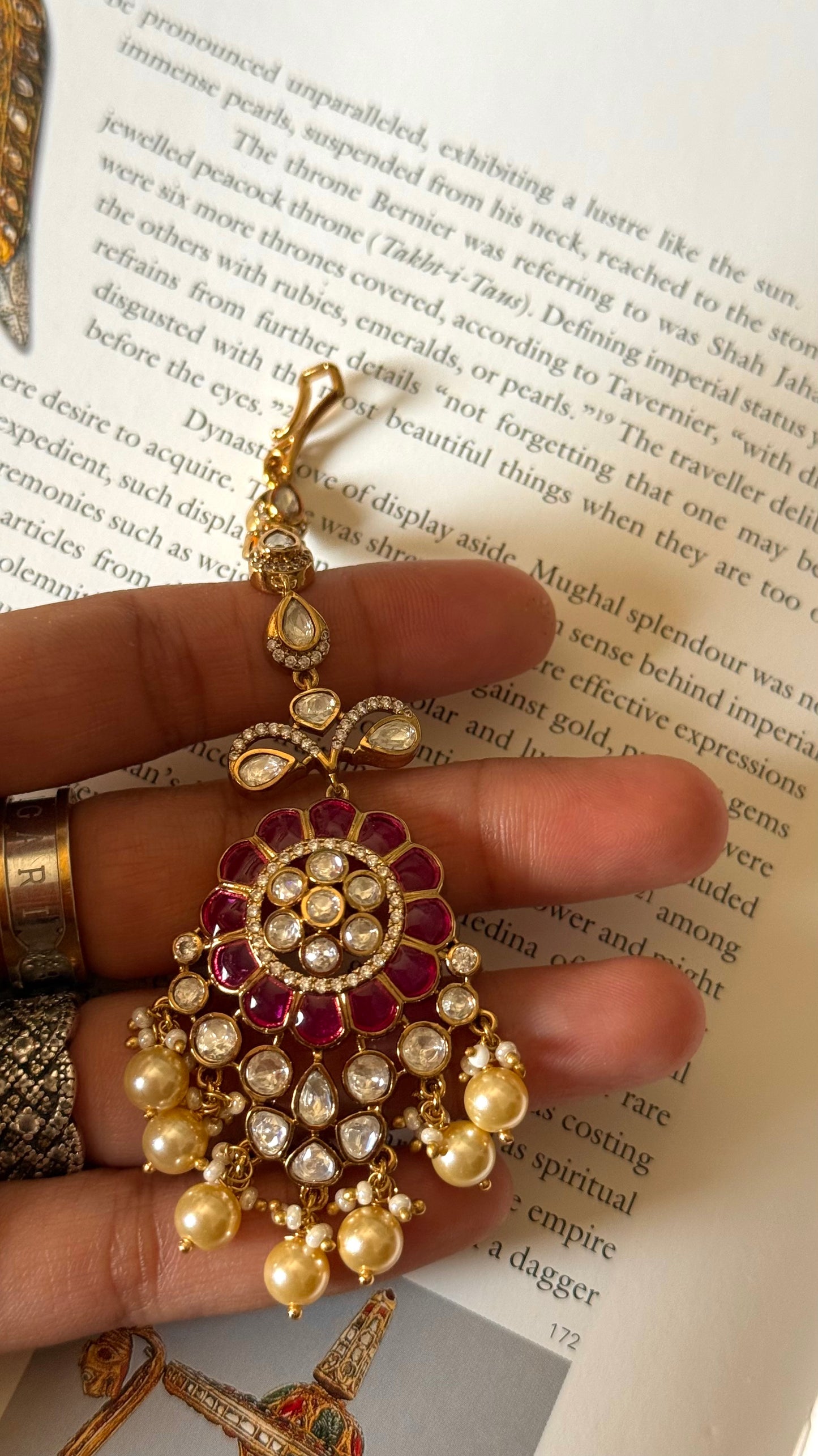 Real moissanite ruby floral