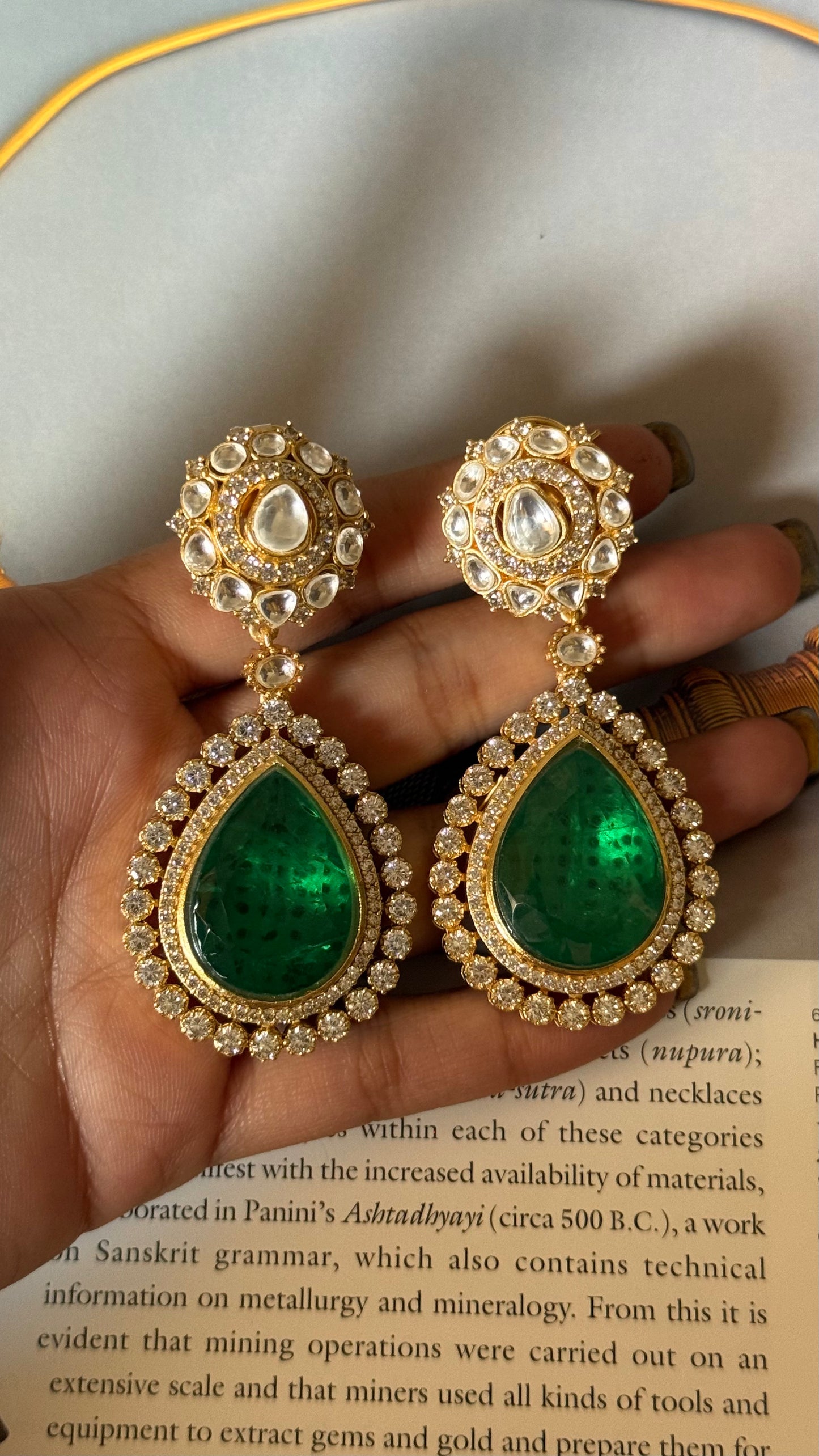 Emerald doublet Moissanite earrings