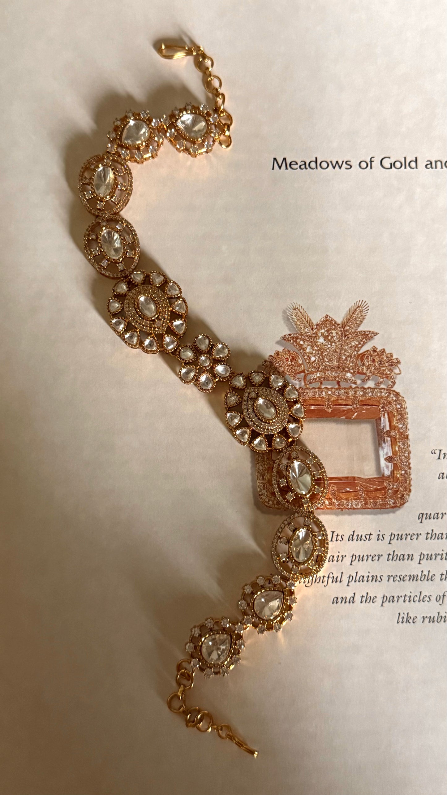 Floral moissanite polki sheesh patti