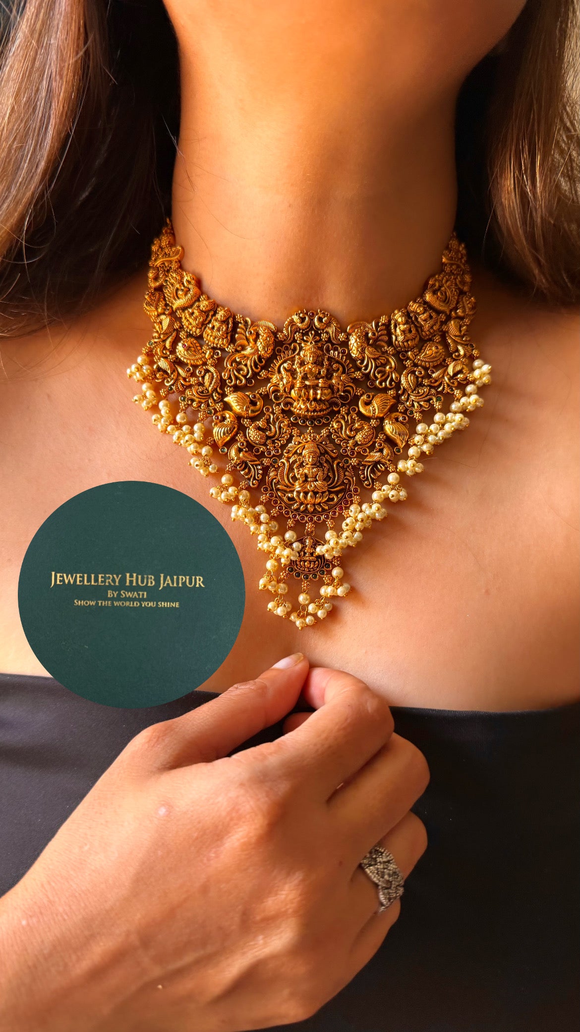 Goddess laxmi designed temple choker set