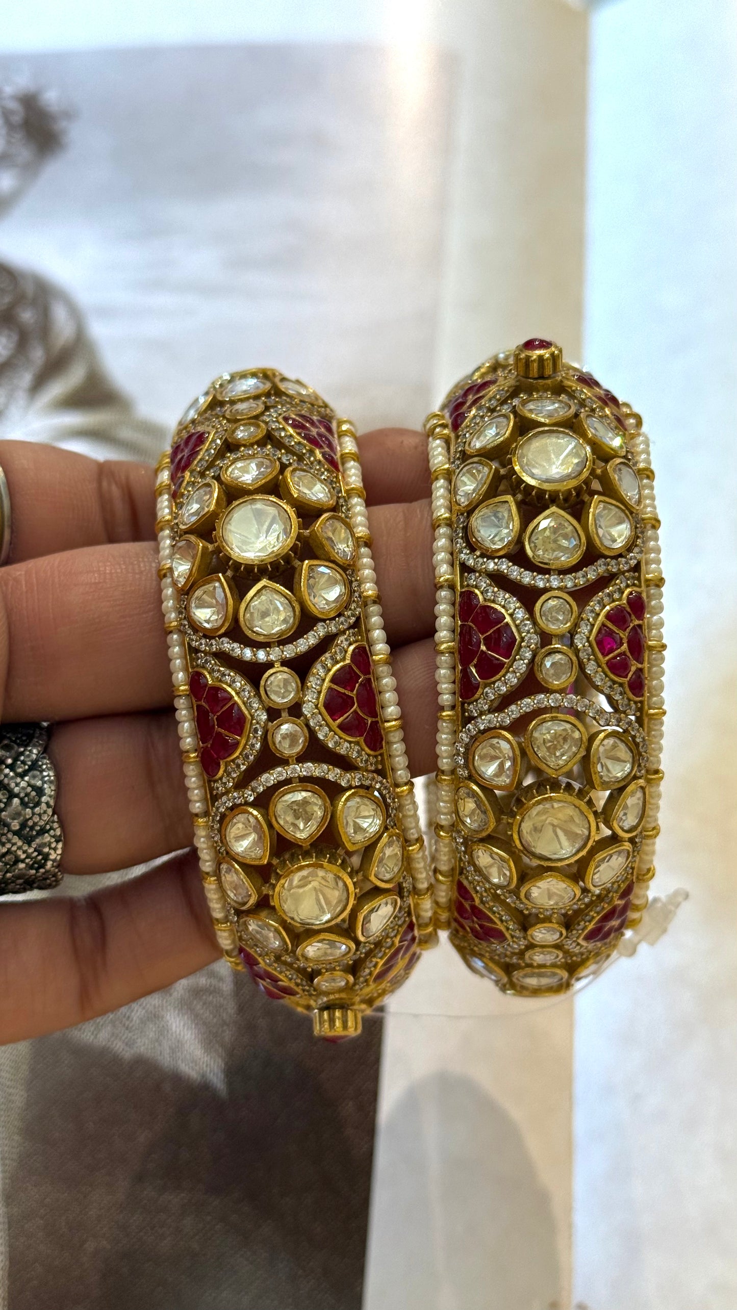Ruby Real Moissanite Polki bangles