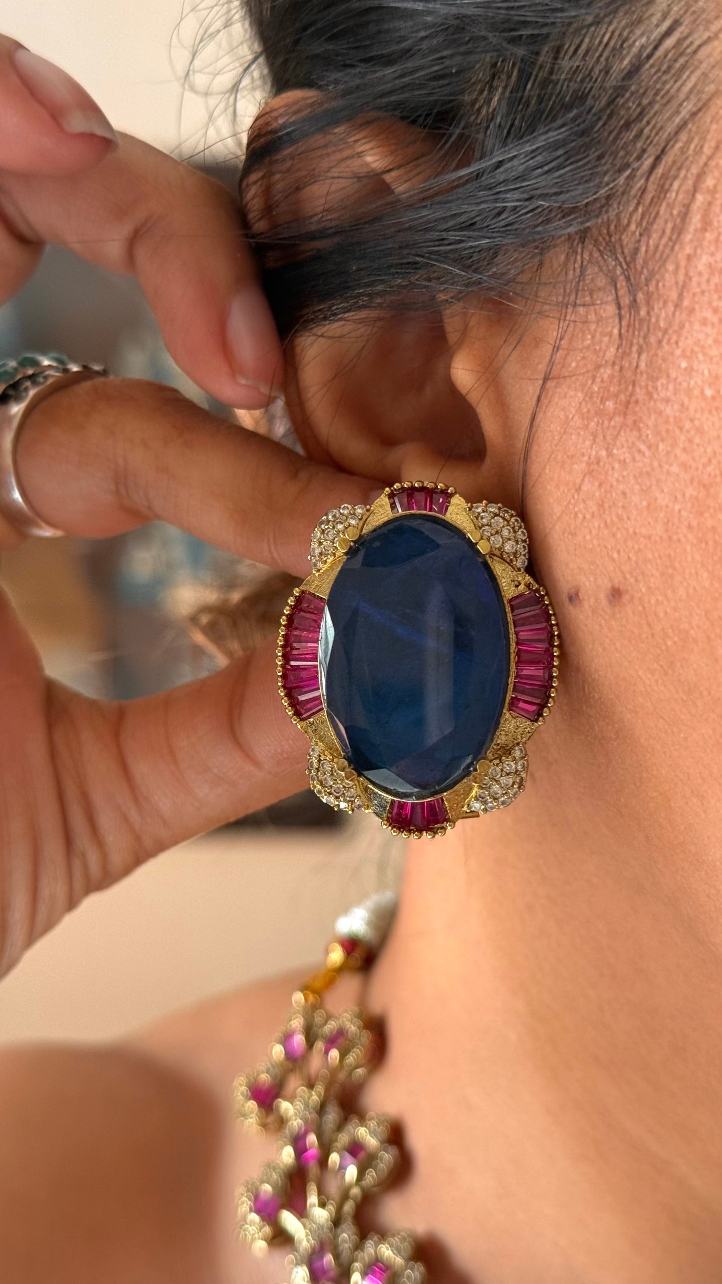 Bridal Asia Rani pink & sapphire designer Necklace