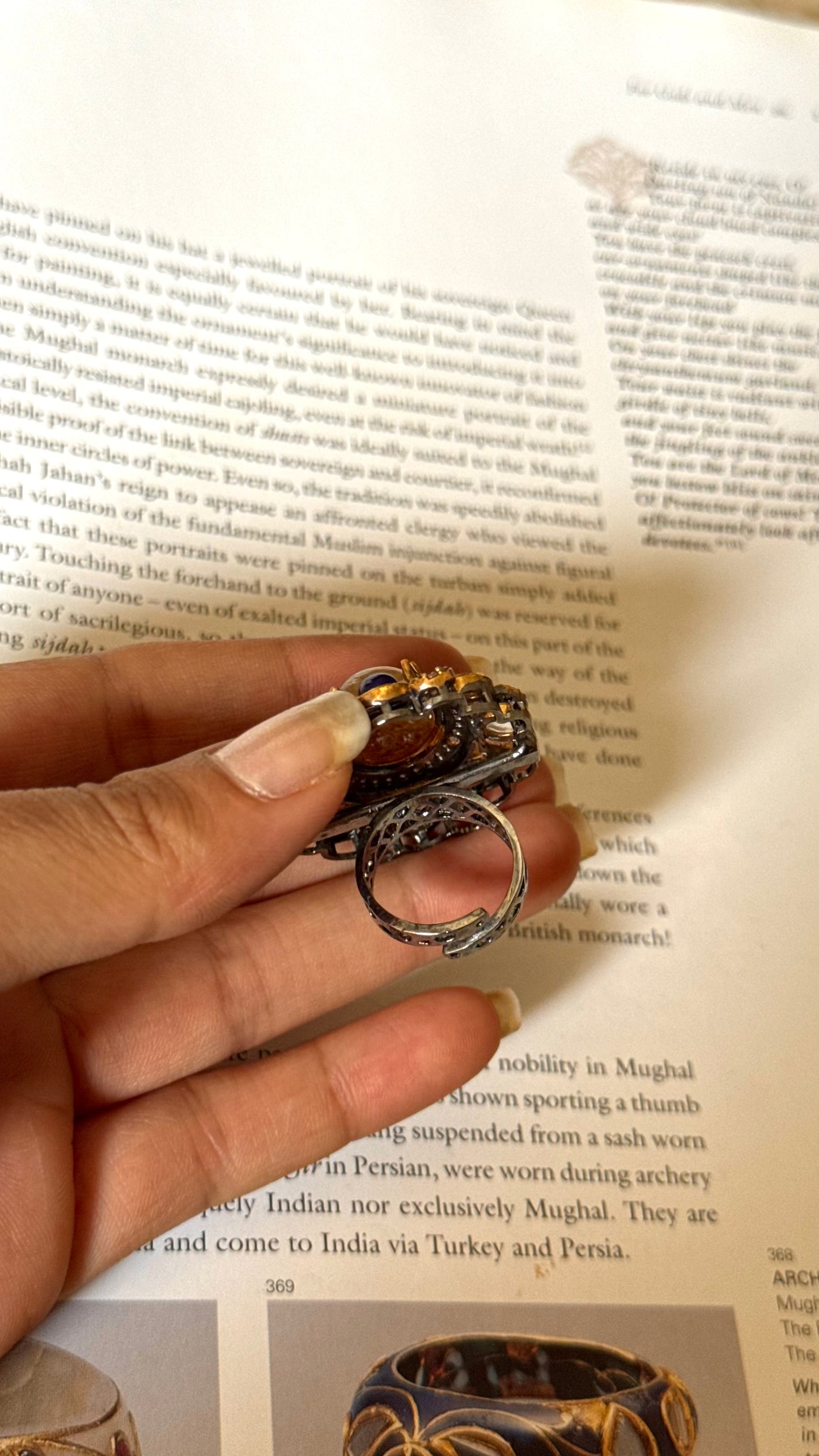 Sabyasachi inspired with real stone designer adjustable ring