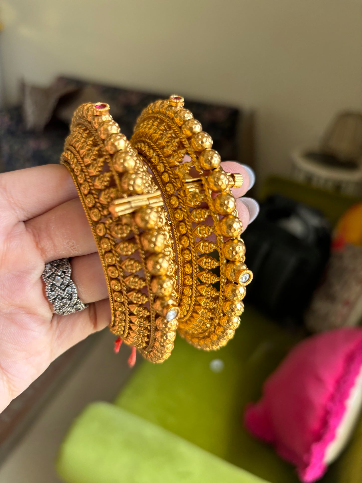 Rajwada oxidised openable bangles