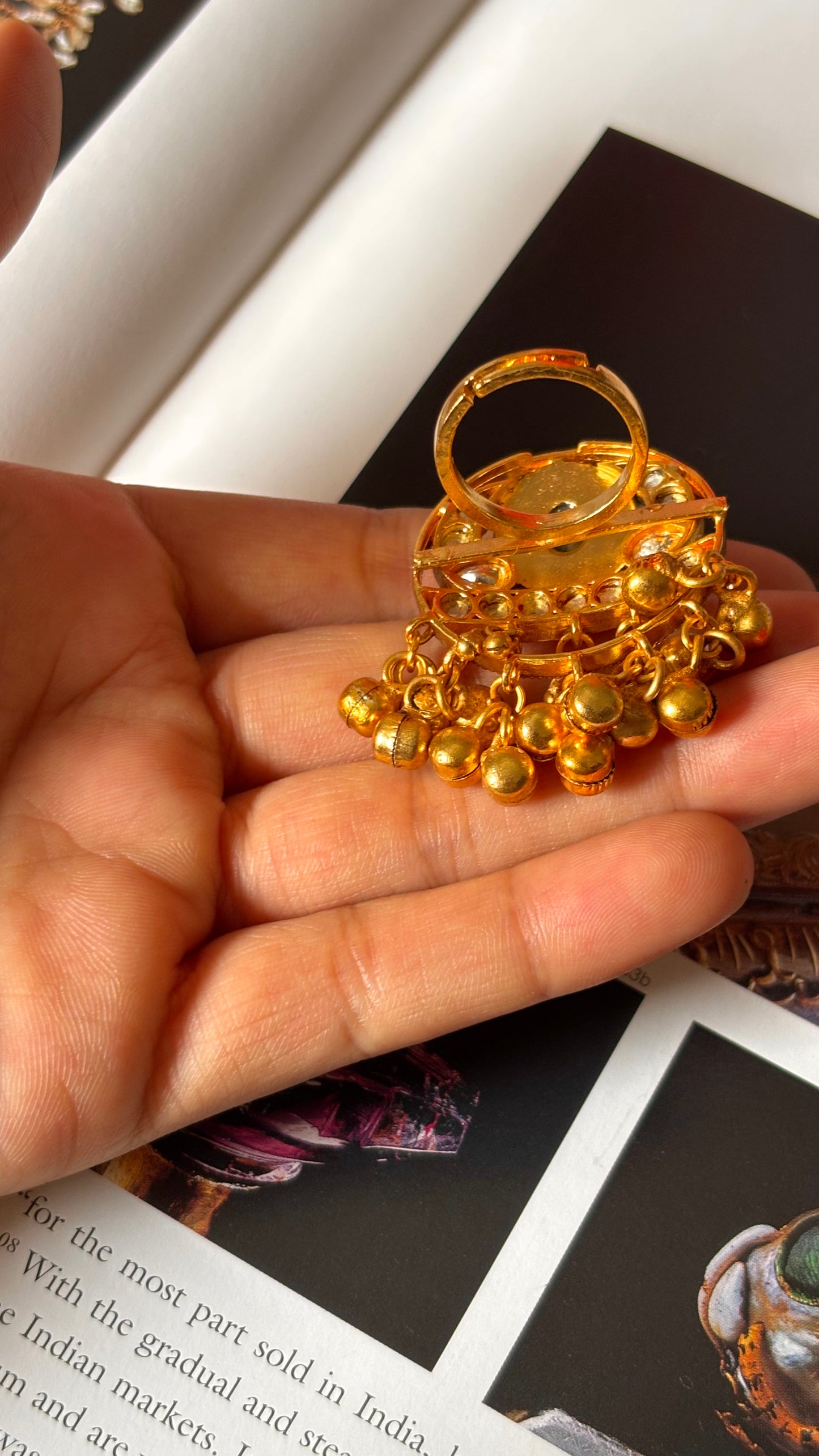 Rani pink & granite inlay rajwada ring