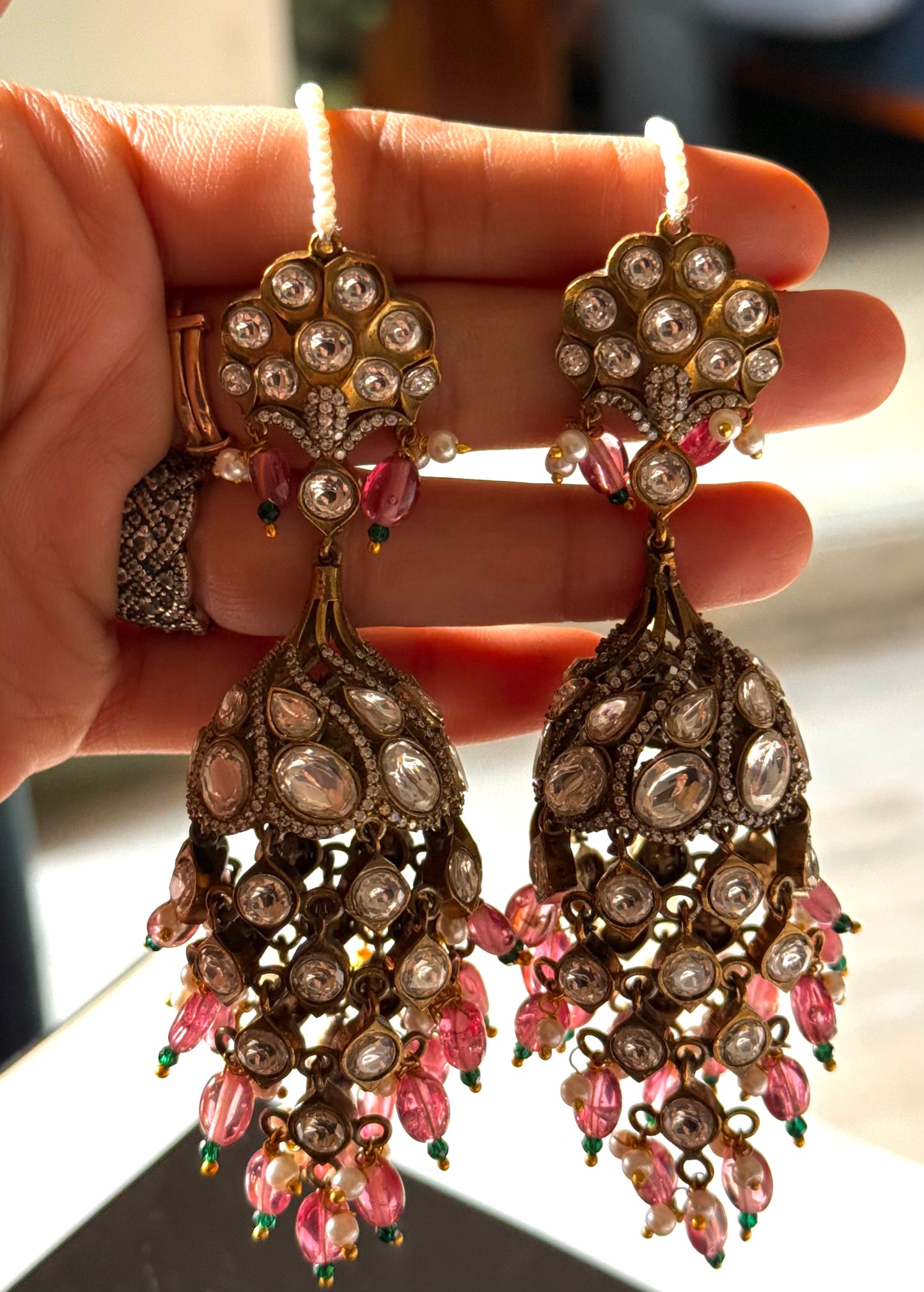 Victorian floral polki jhumka
