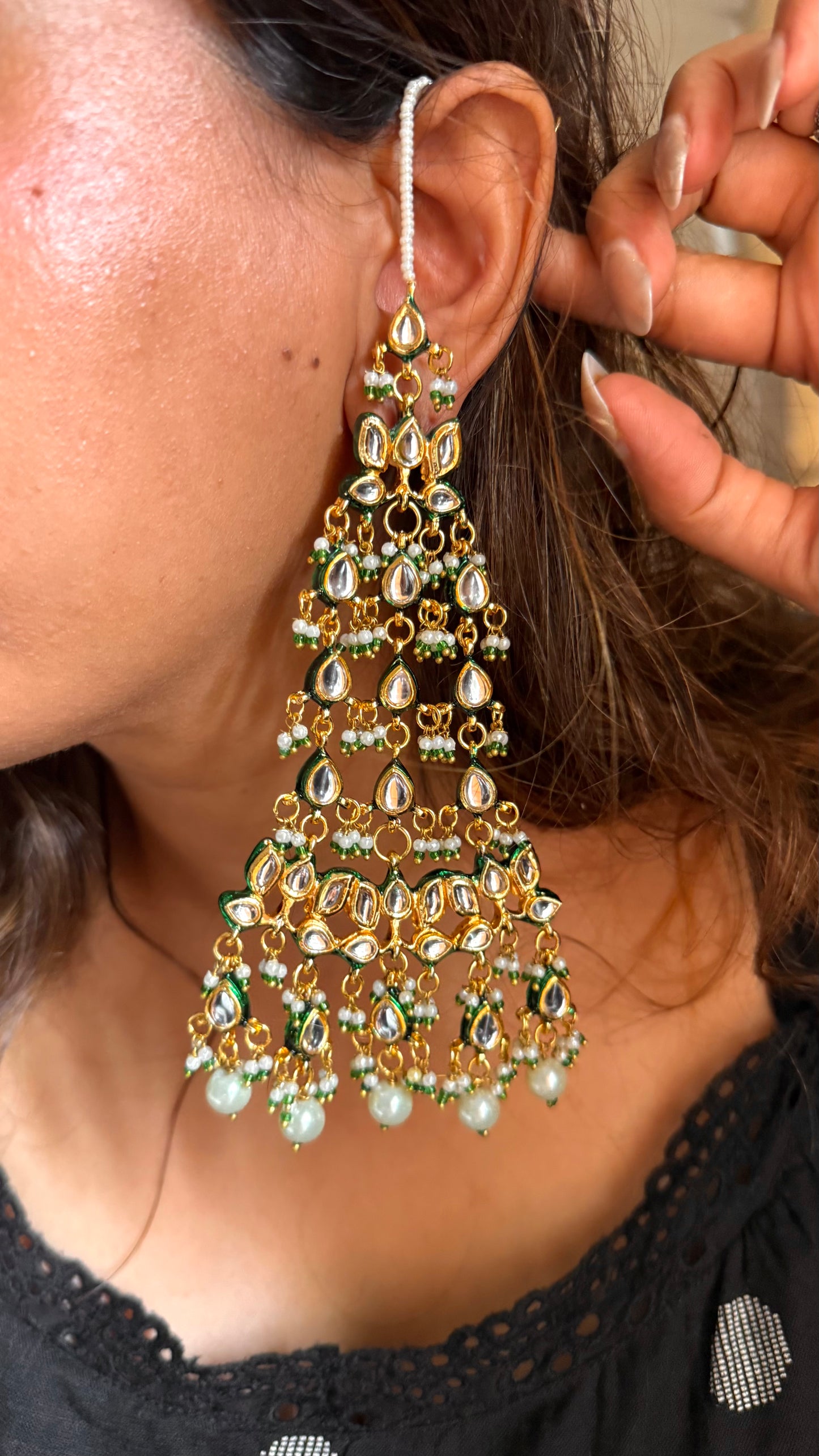 meenakari kundan heritage baaliyaan with lotus motif