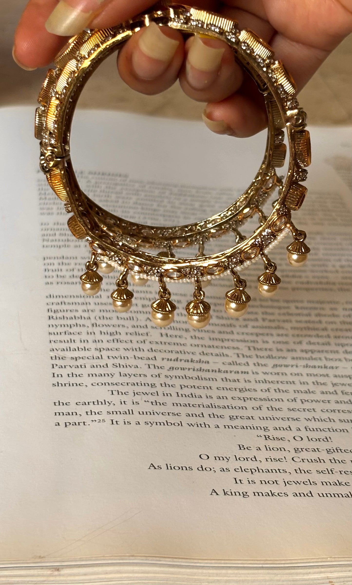 Ruby & emerald Victorian bangles with pearl detailing