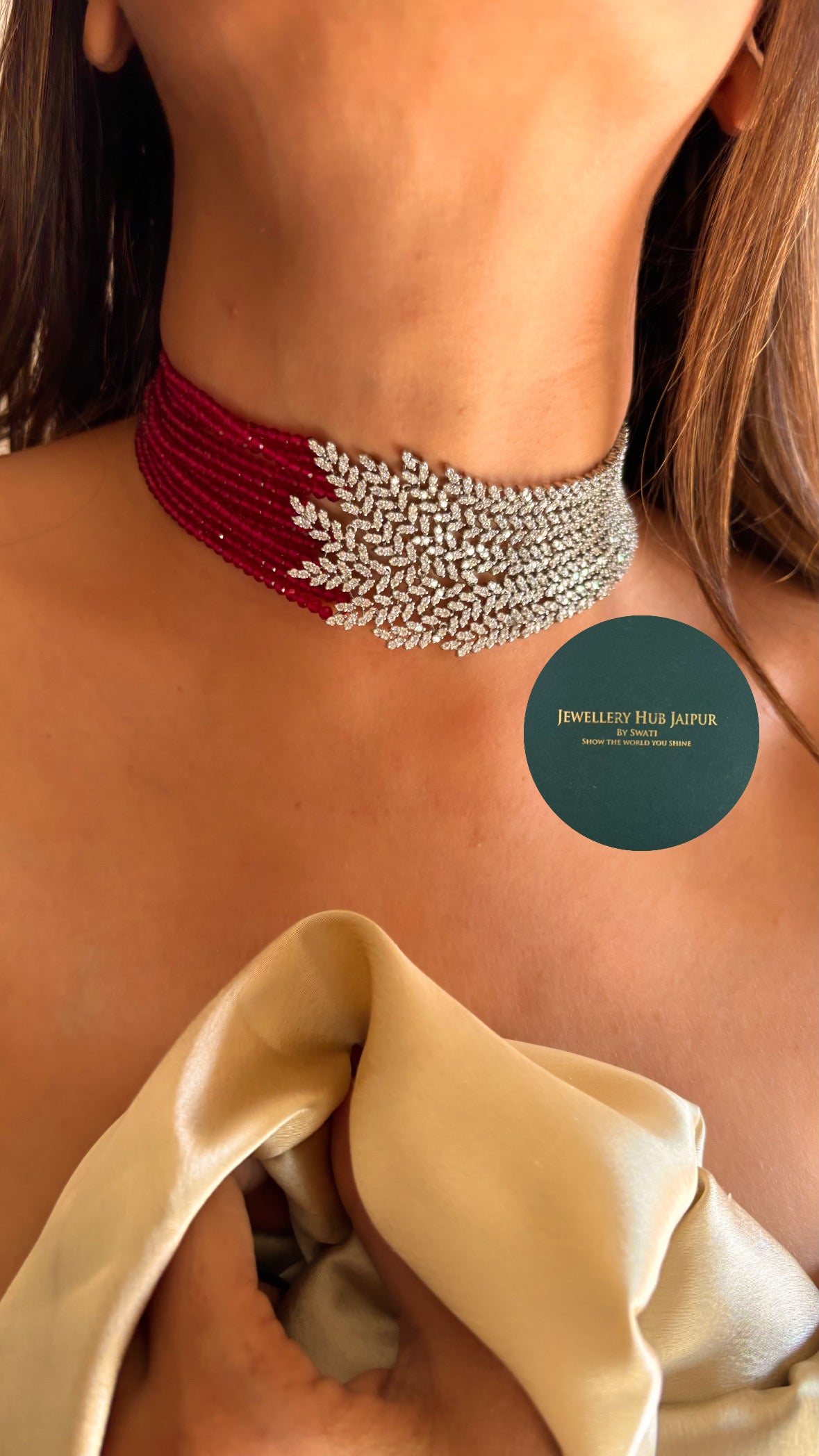 Ruby Cz diamond designer choker