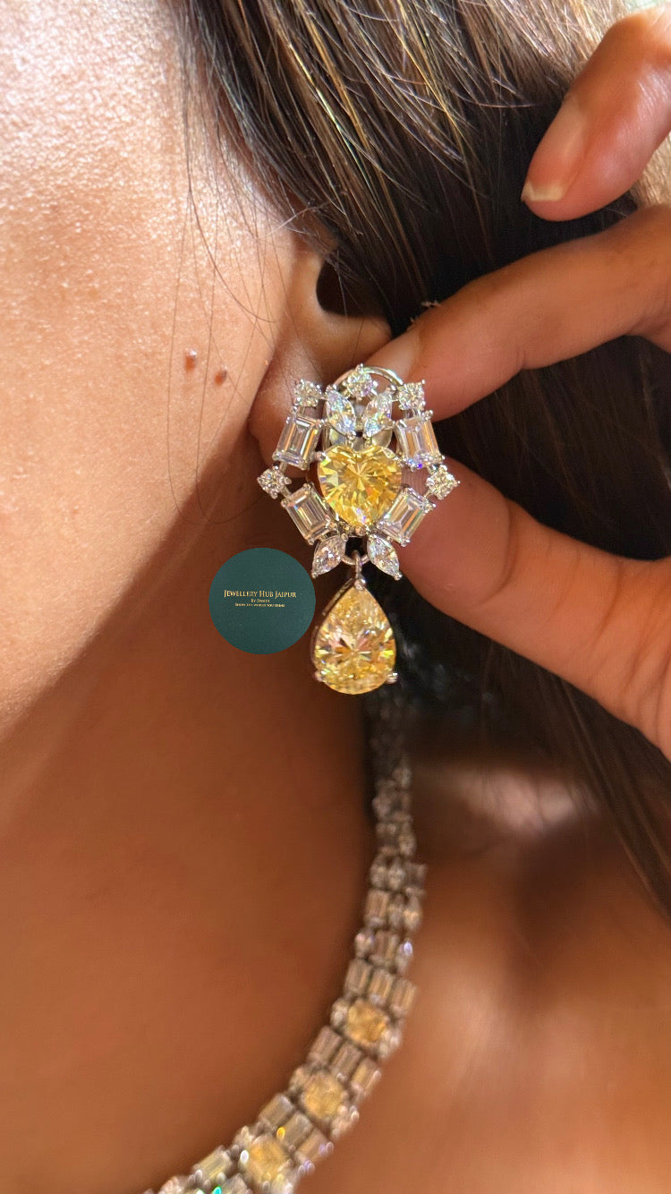 Citrine cz diamond collar set