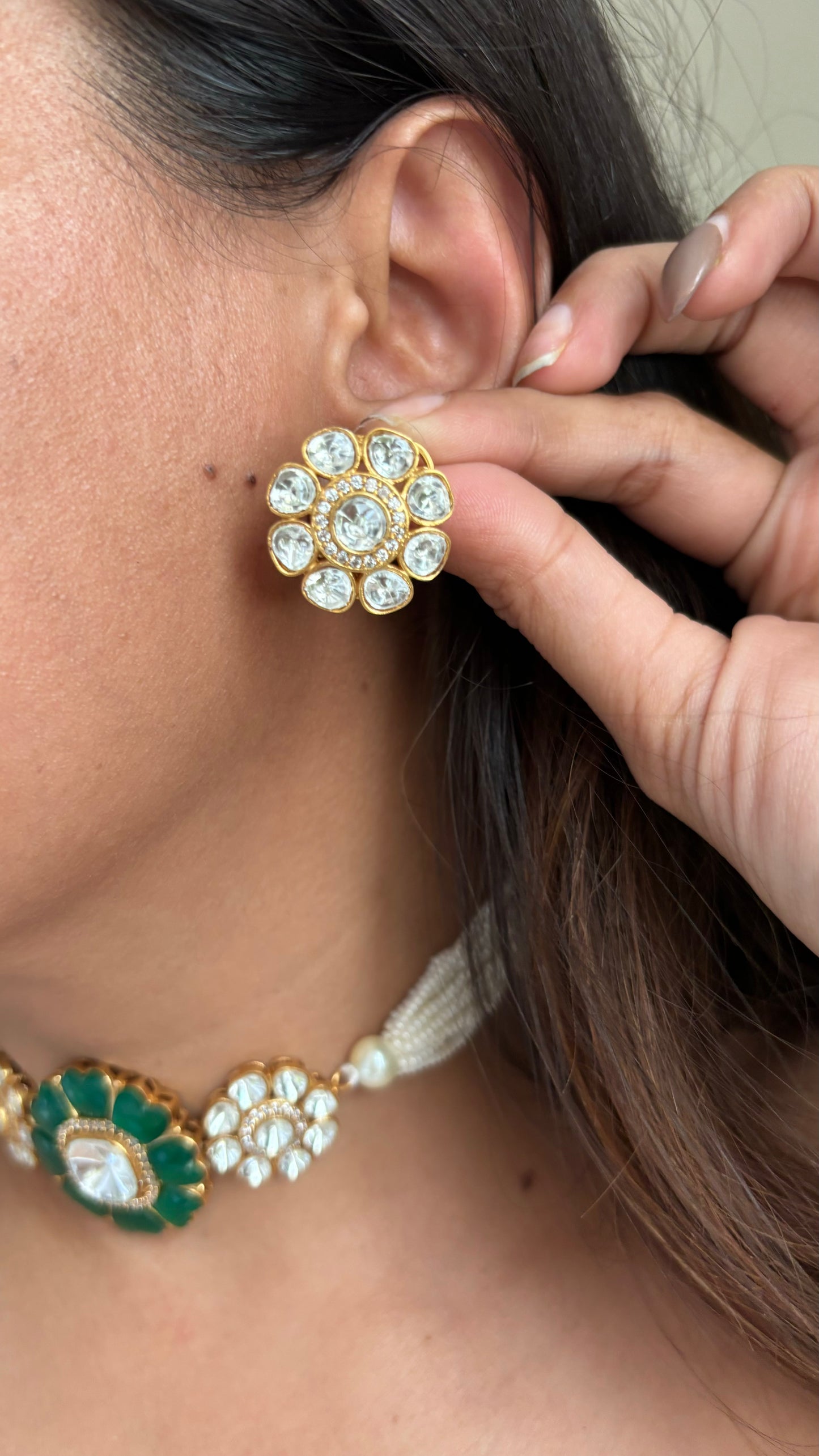 Minimalist moissanite & emerald necklace