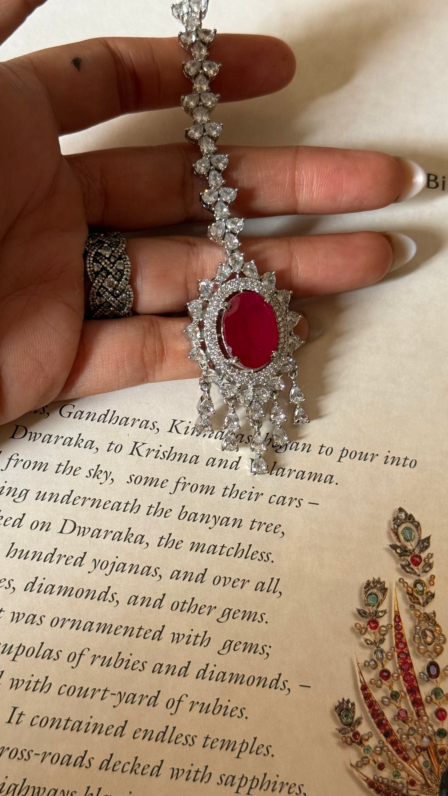 Ruby doublet cz diamond Maangtika