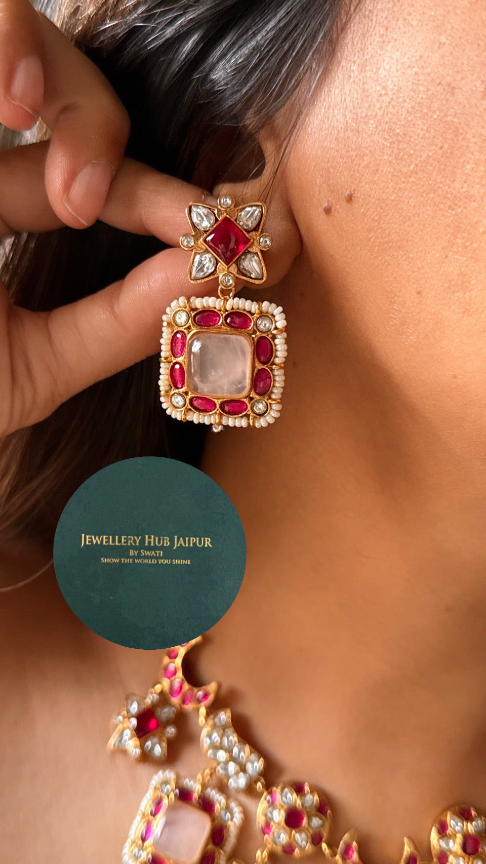 Amrapali ruby chandbali necklace