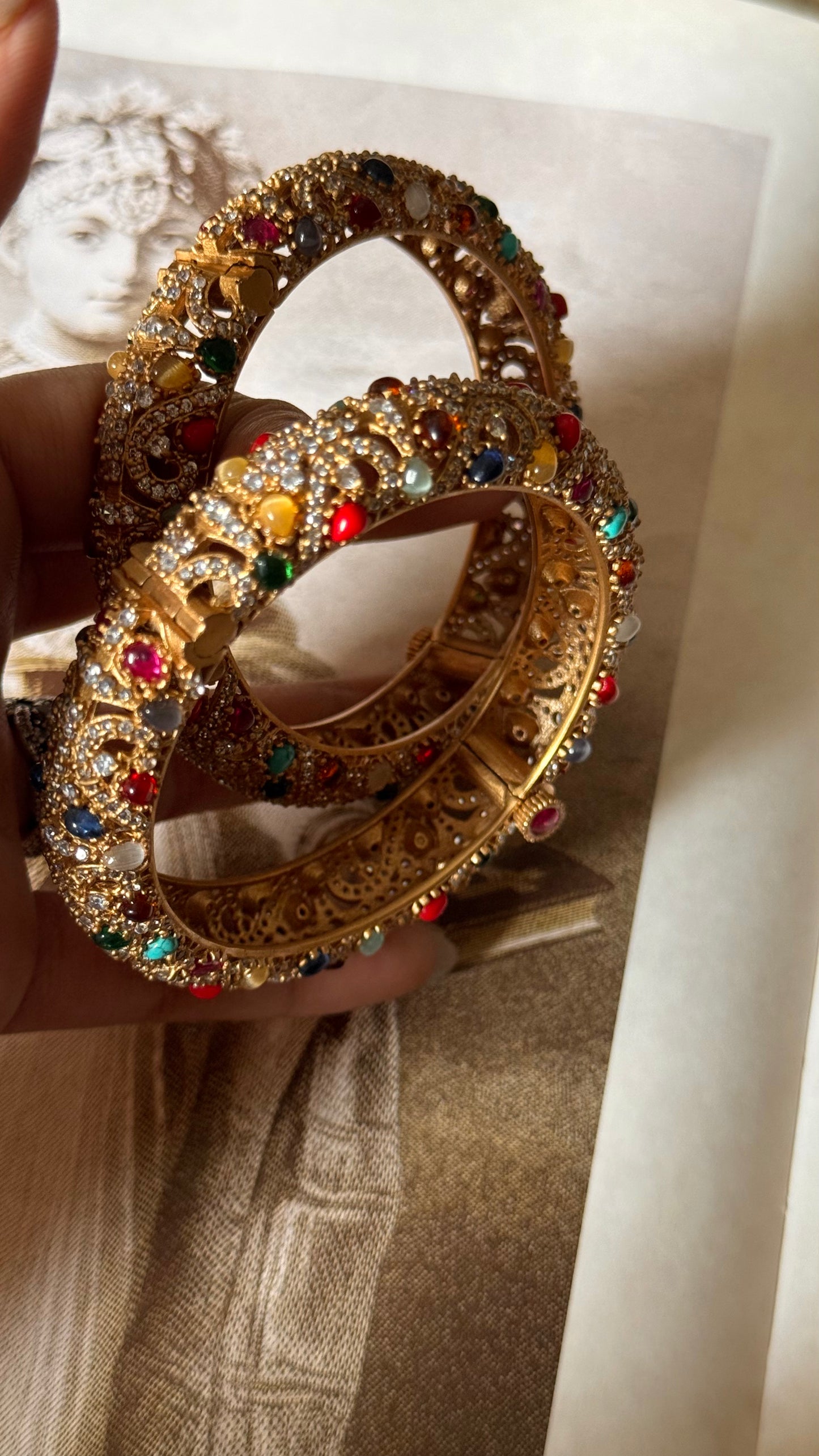 Navratna moissanite openable bangle