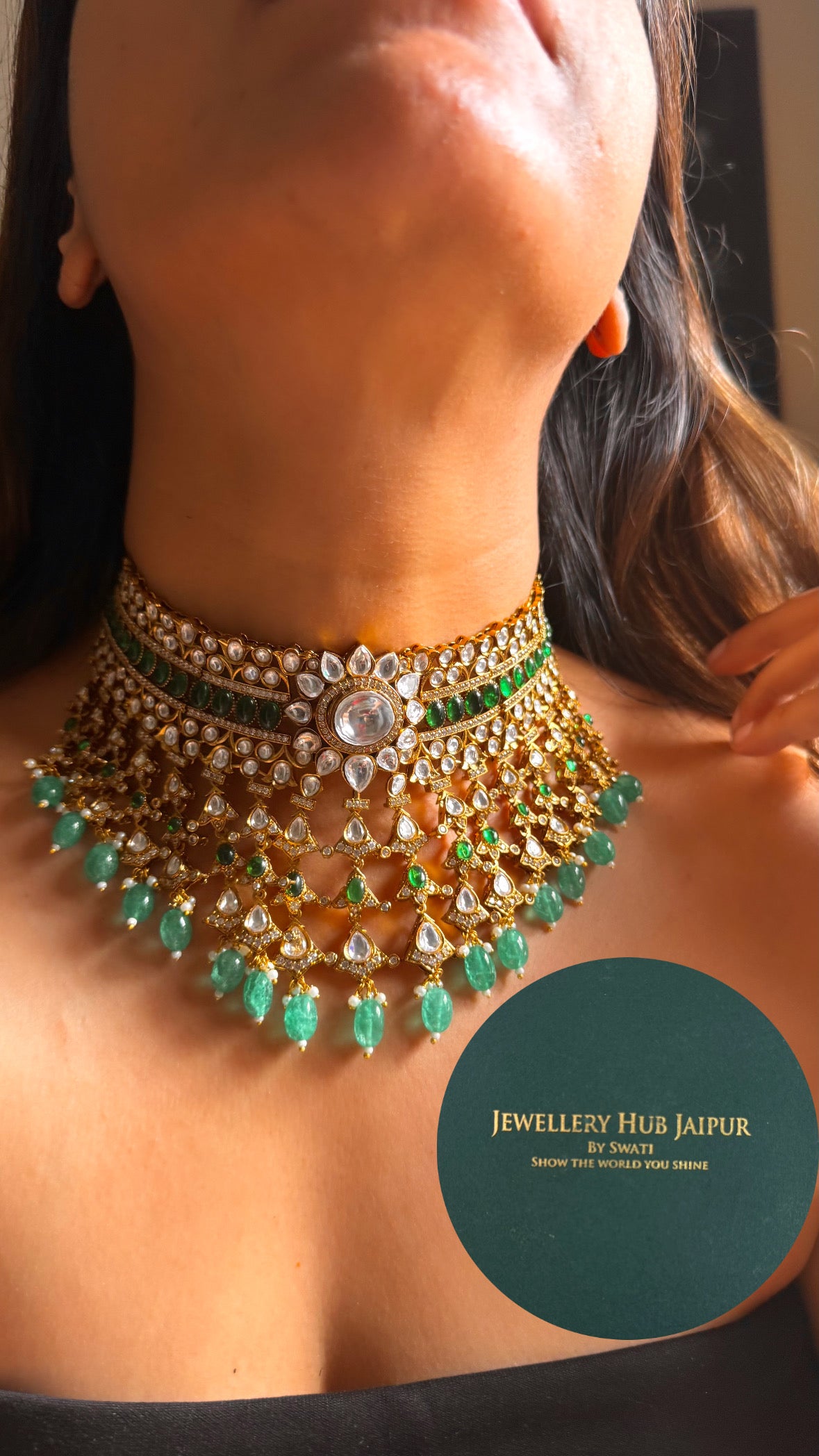 Meera- Emerald Moissanite Designer Choker