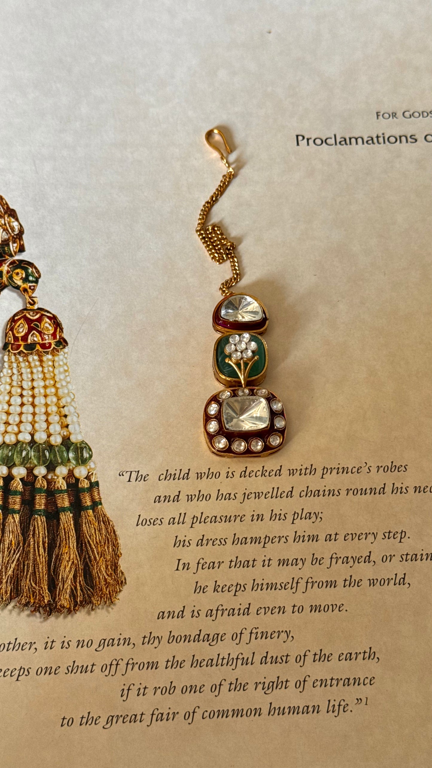 Ruby & emerald floral meenakari Maangtika