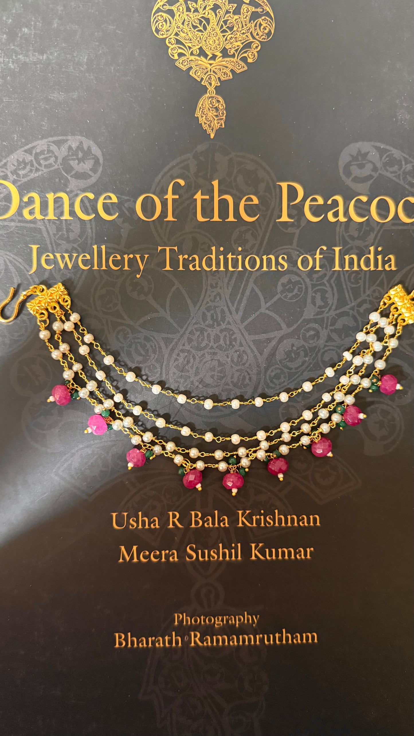 Four layer rani pink ear chain