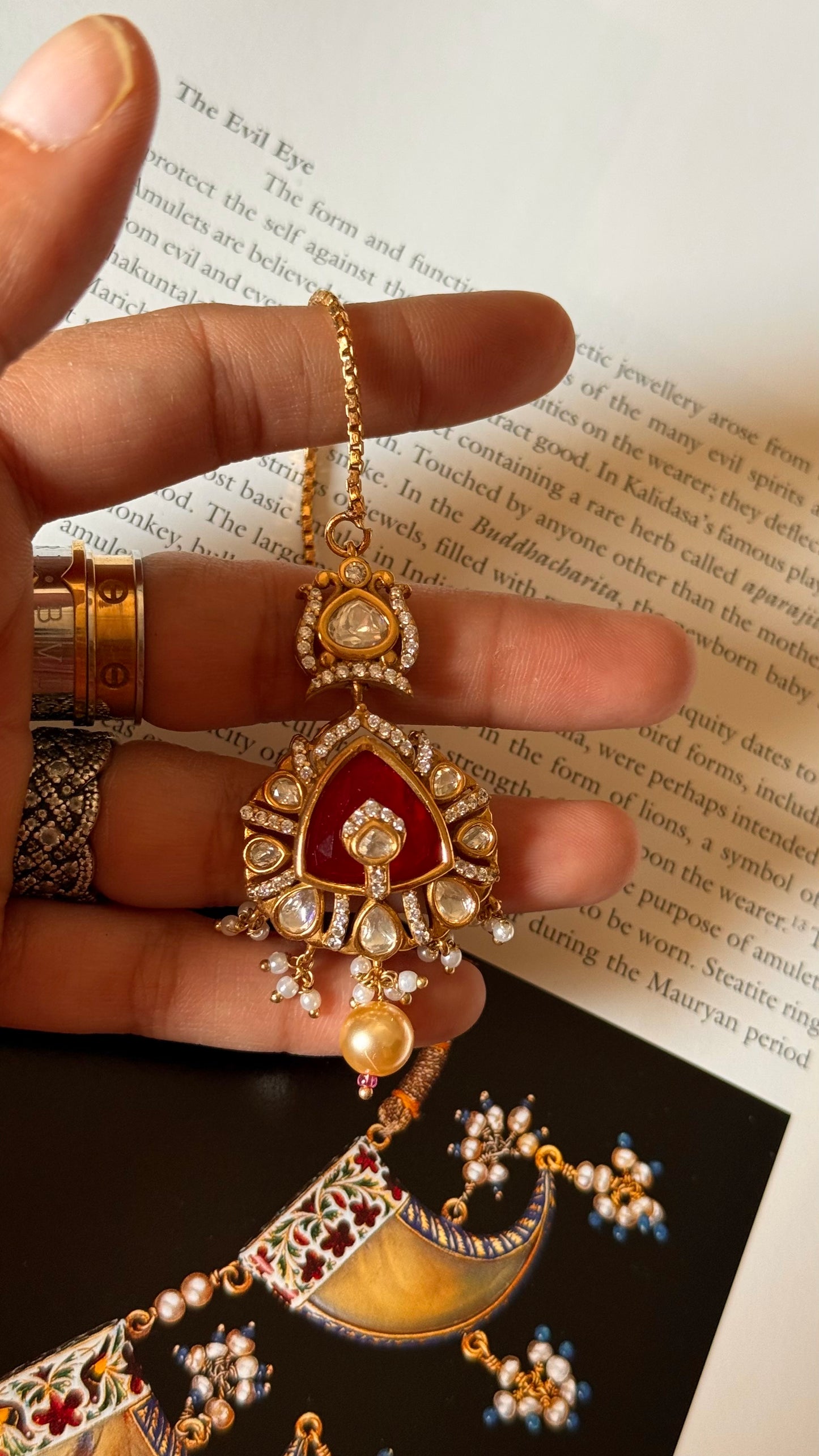 Ruby real Moissanite maangtikka