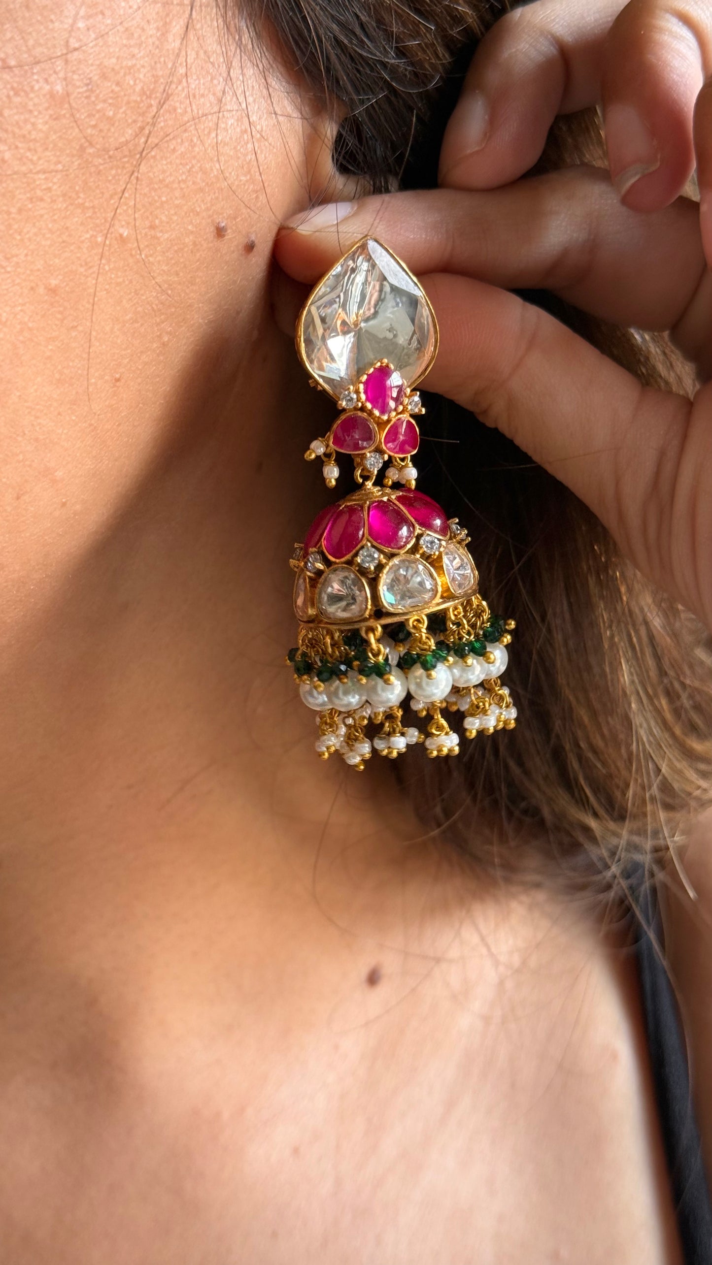 Vintage ruby jhumkas