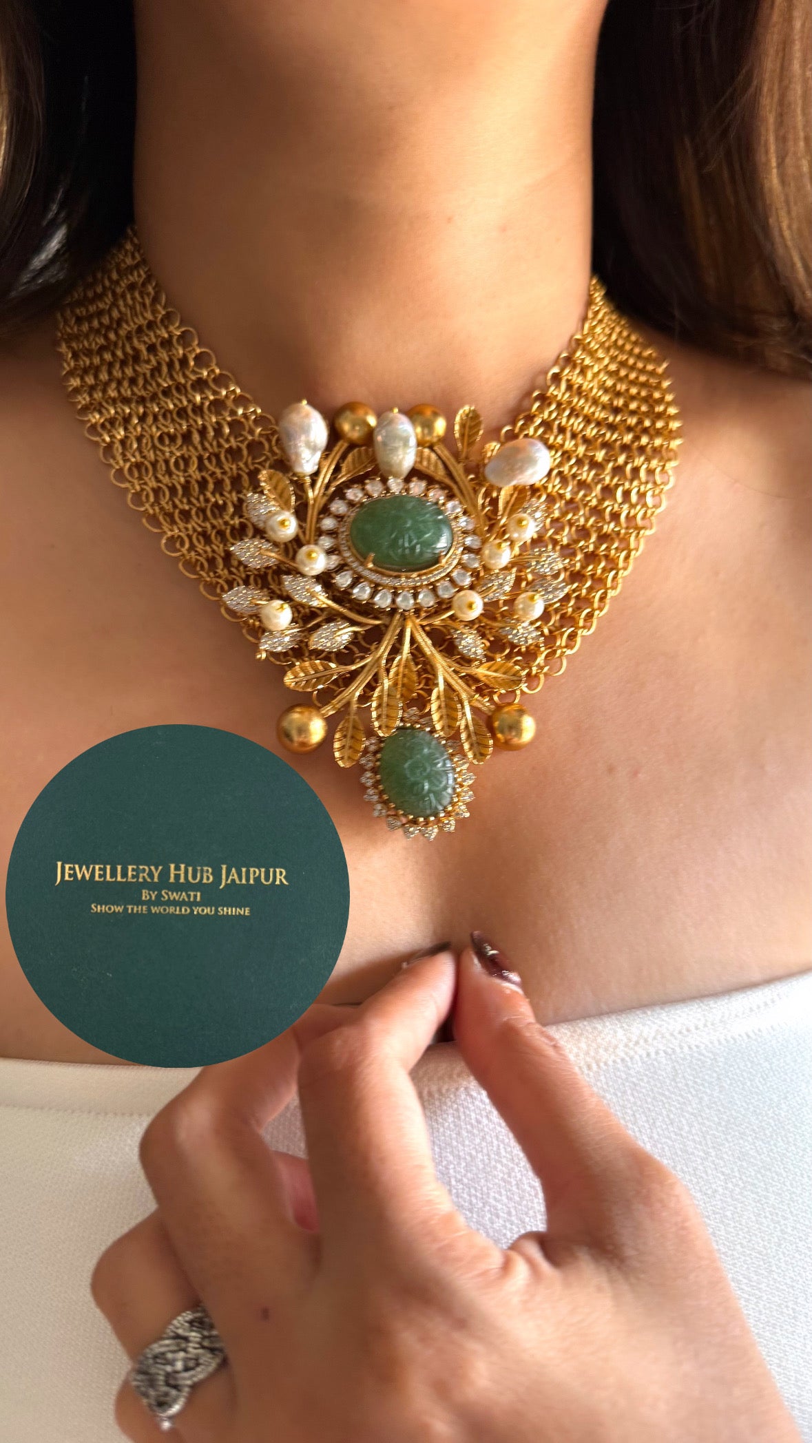 Mathili Sabyasachi inspired mint doublet designer collar set