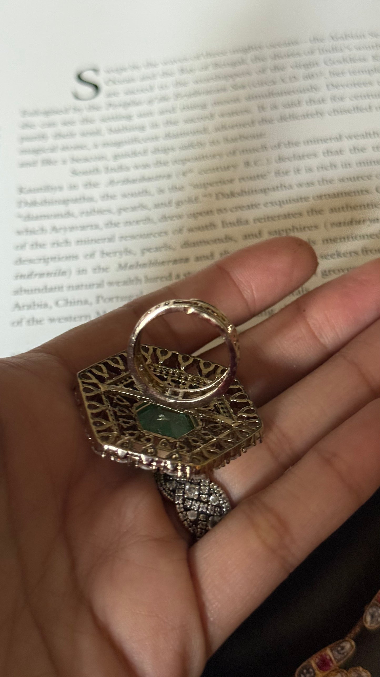 Mint doublet Moissanite adjustable ring