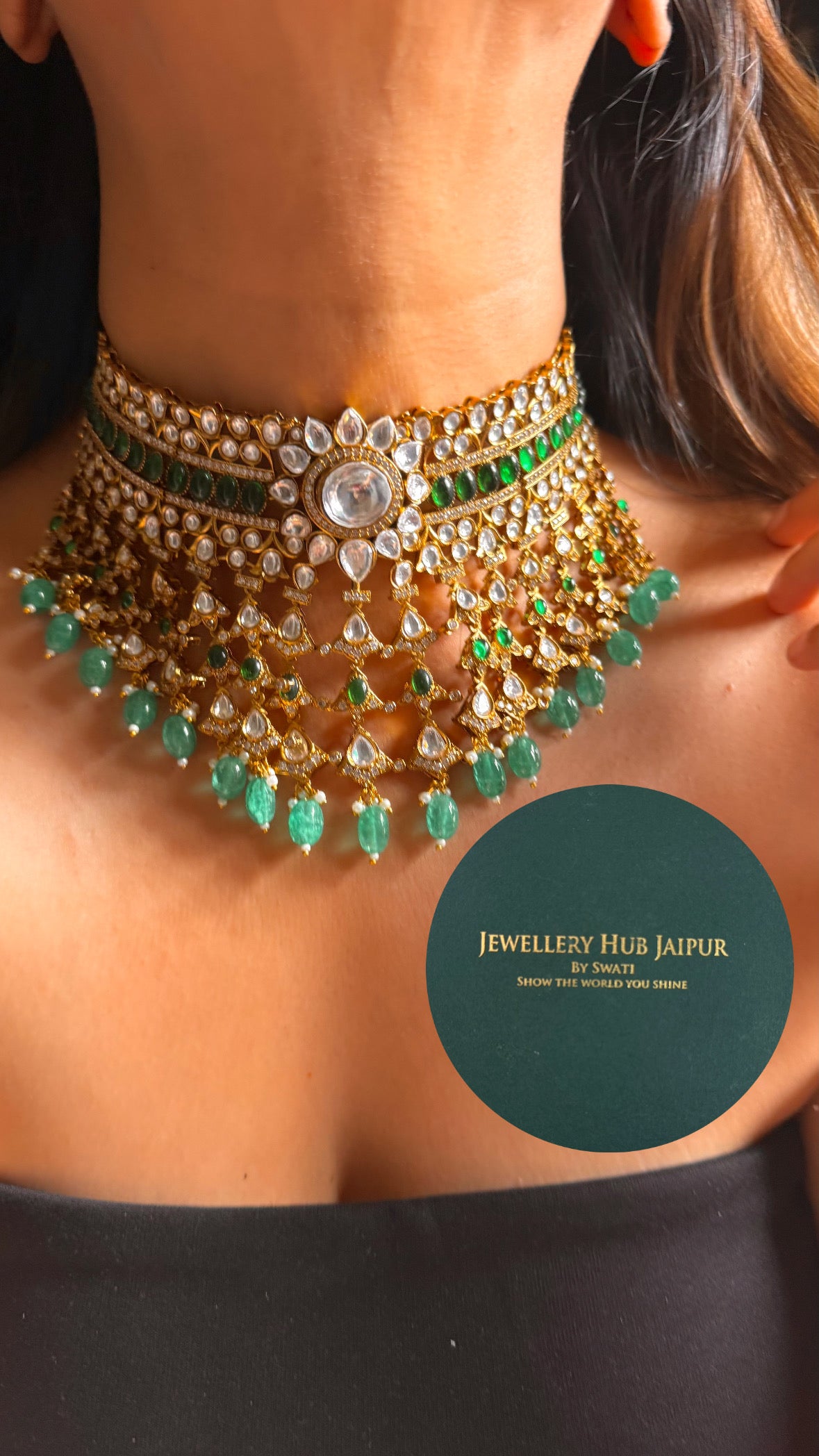 Meera- Emerald Moissanite Designer Choker