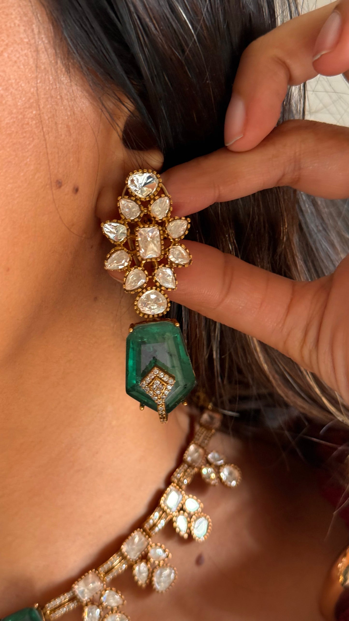 emerald doublet designer polki Necklace
