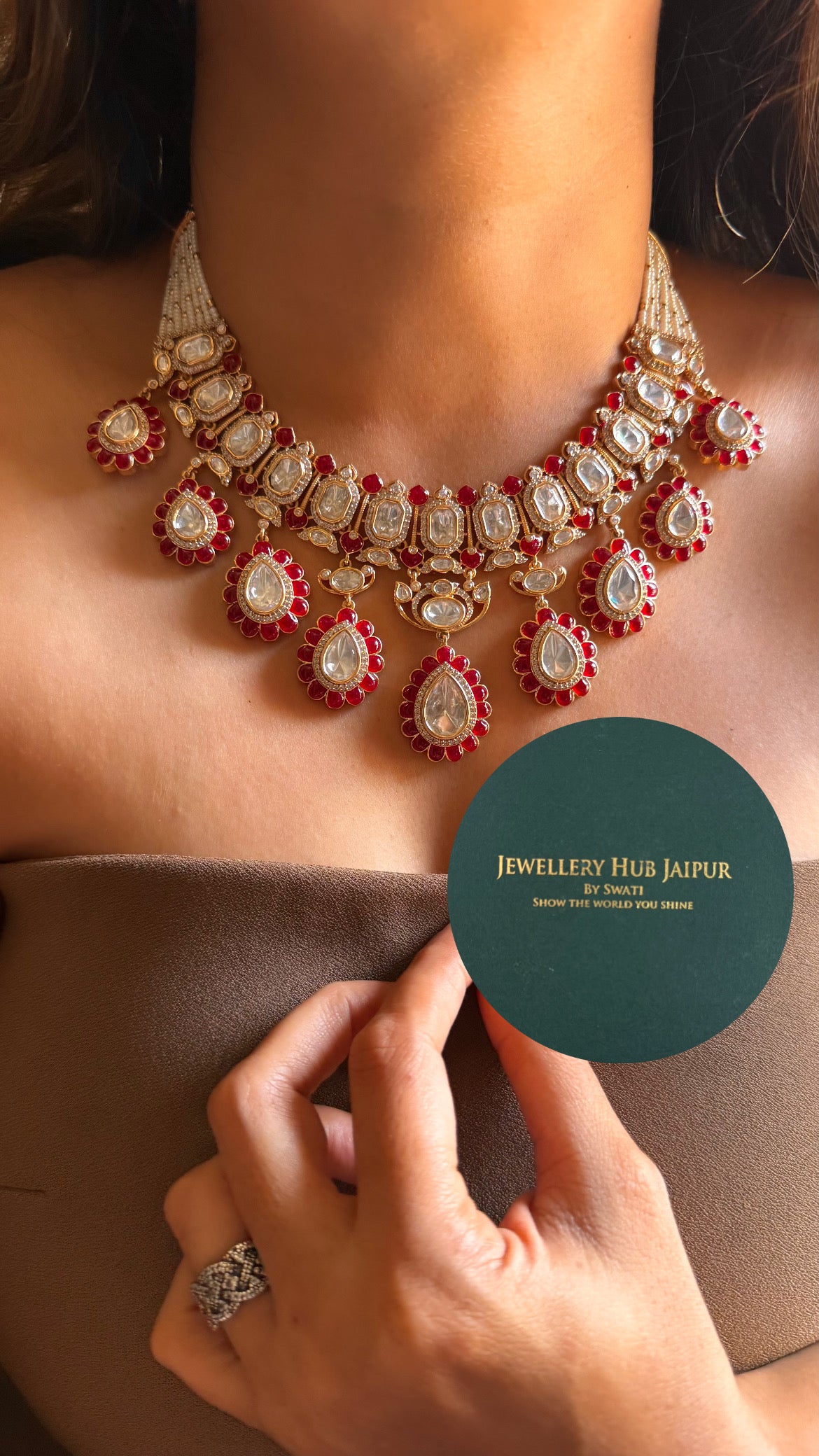 Ruby moissanite heritage collar set