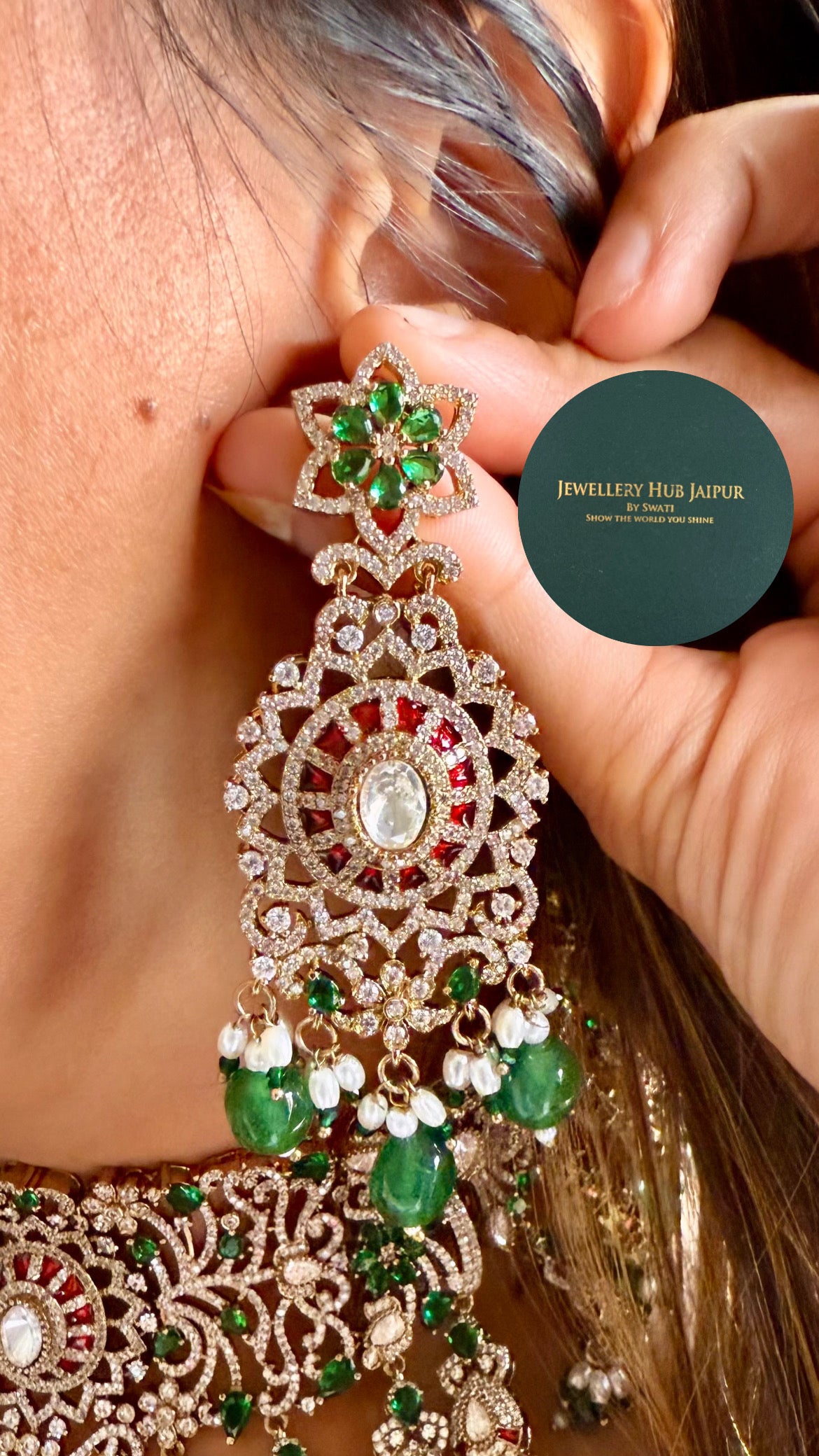 Amritika Emerald & ruby Moissanite diamond choker