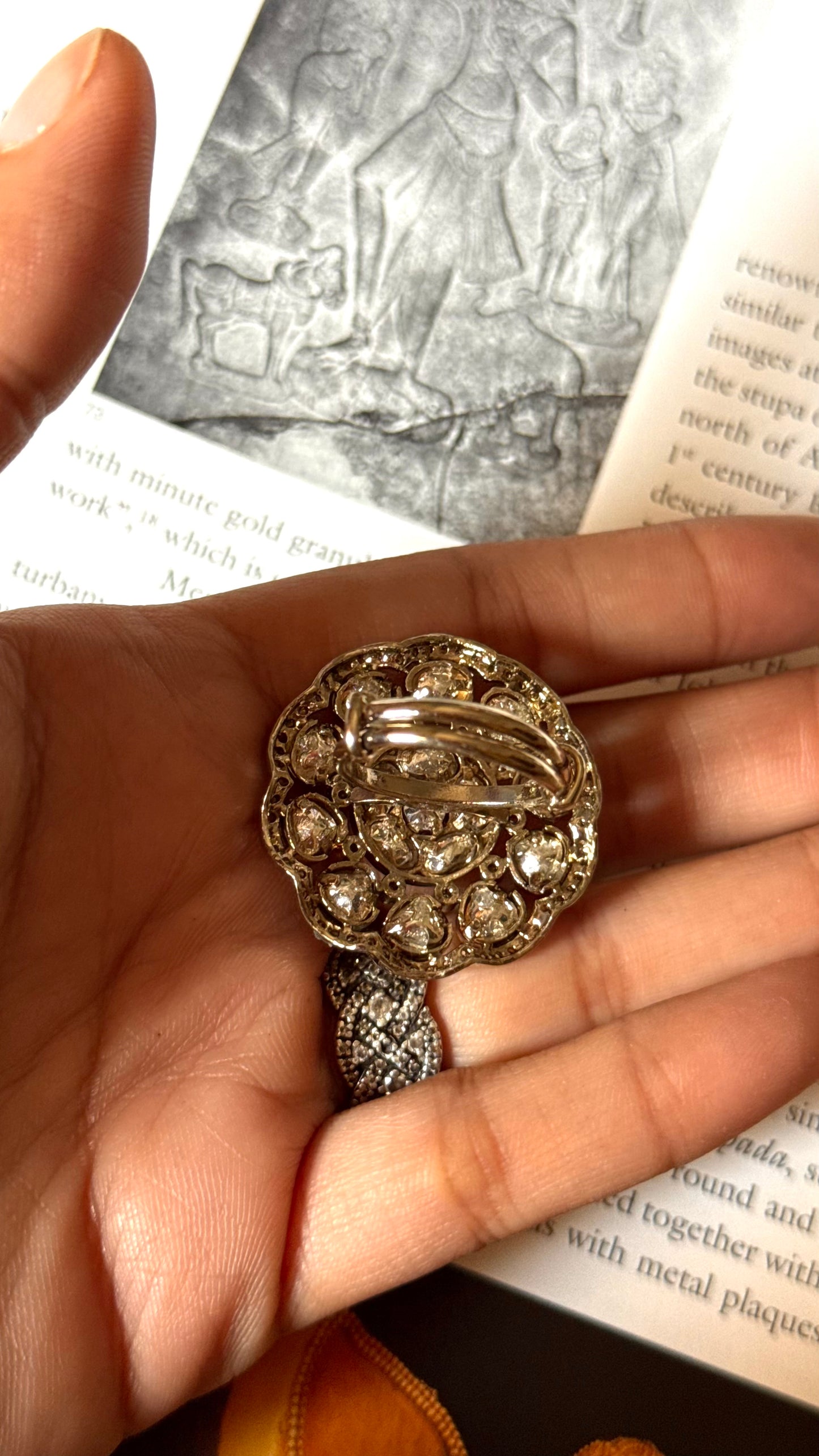 Rani pink moissanite polki adjustable ring