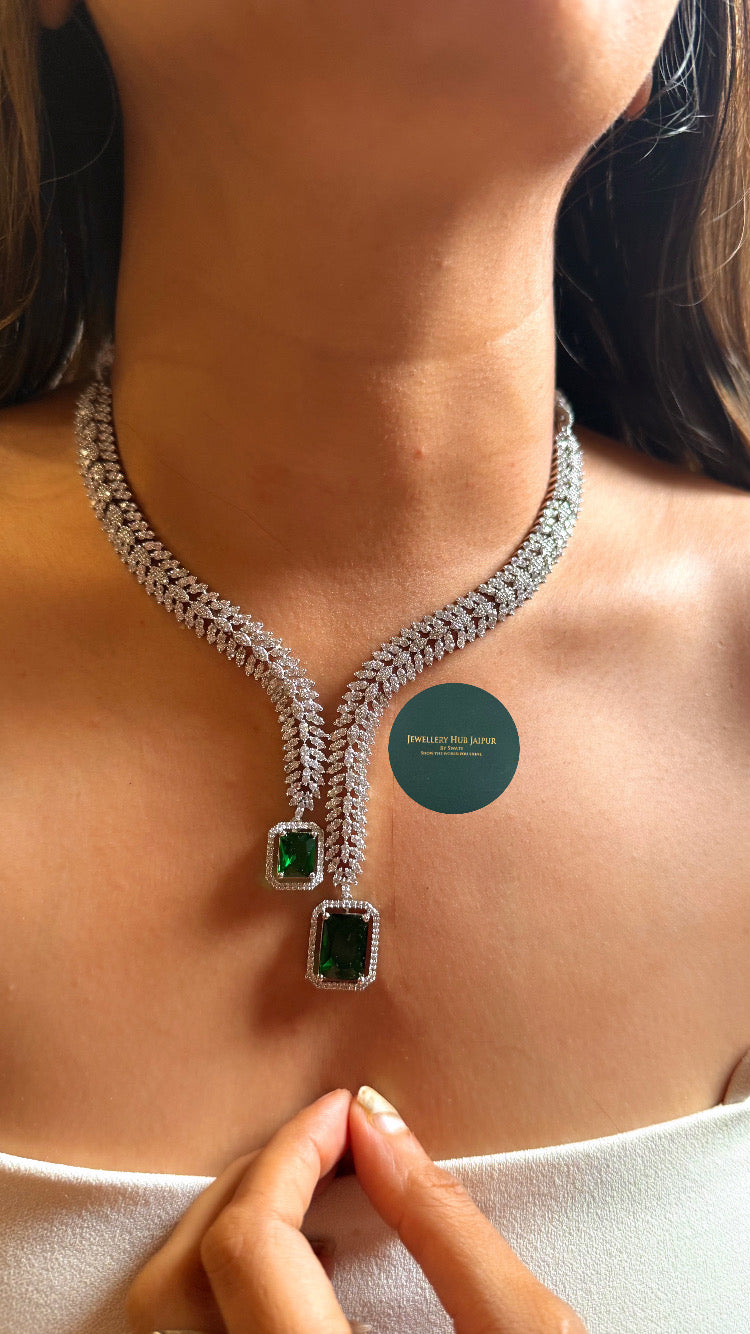 Emerald doublet cocktail design diamond collar set