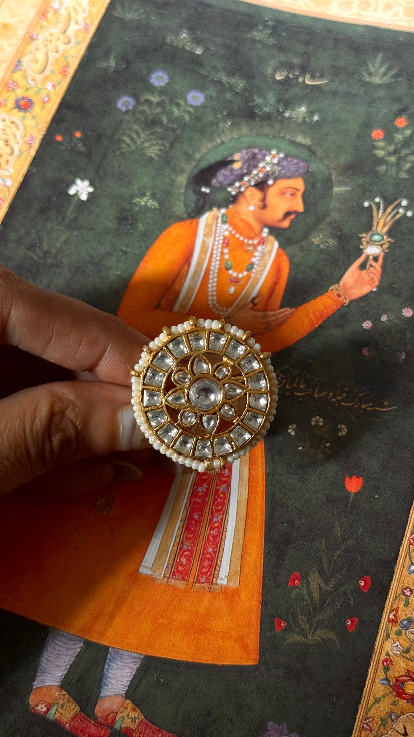 Heritage paachi Kundan ring