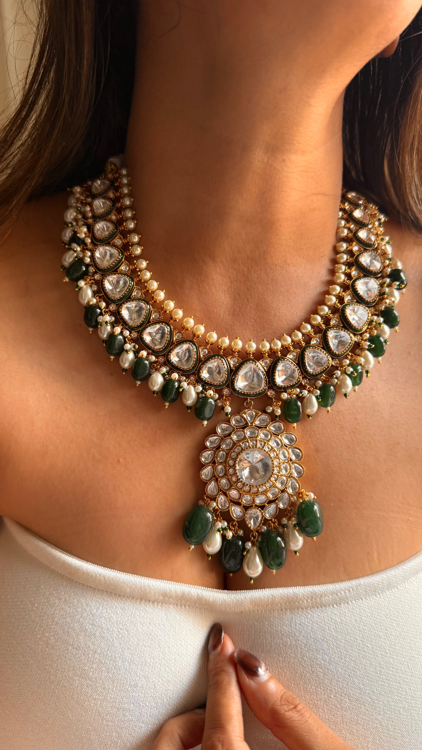 Meenakari emerald necklace