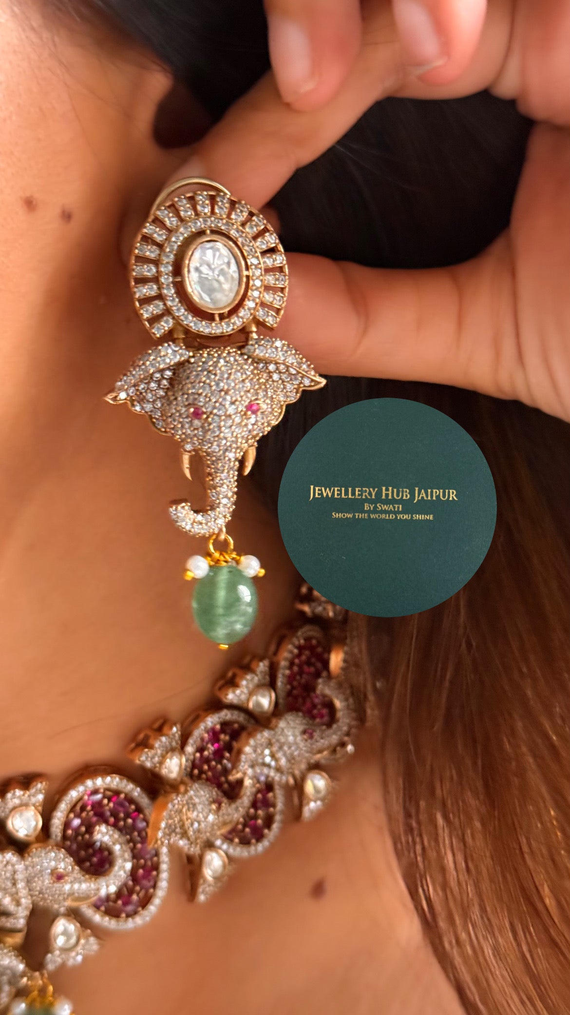 Gajj rani pink moissanite designer choker set