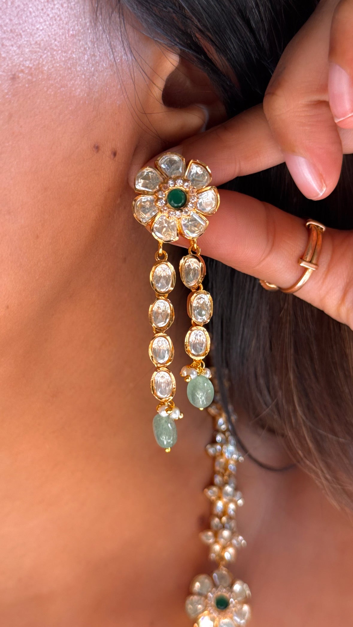 Real moissanite heritage long necklace set