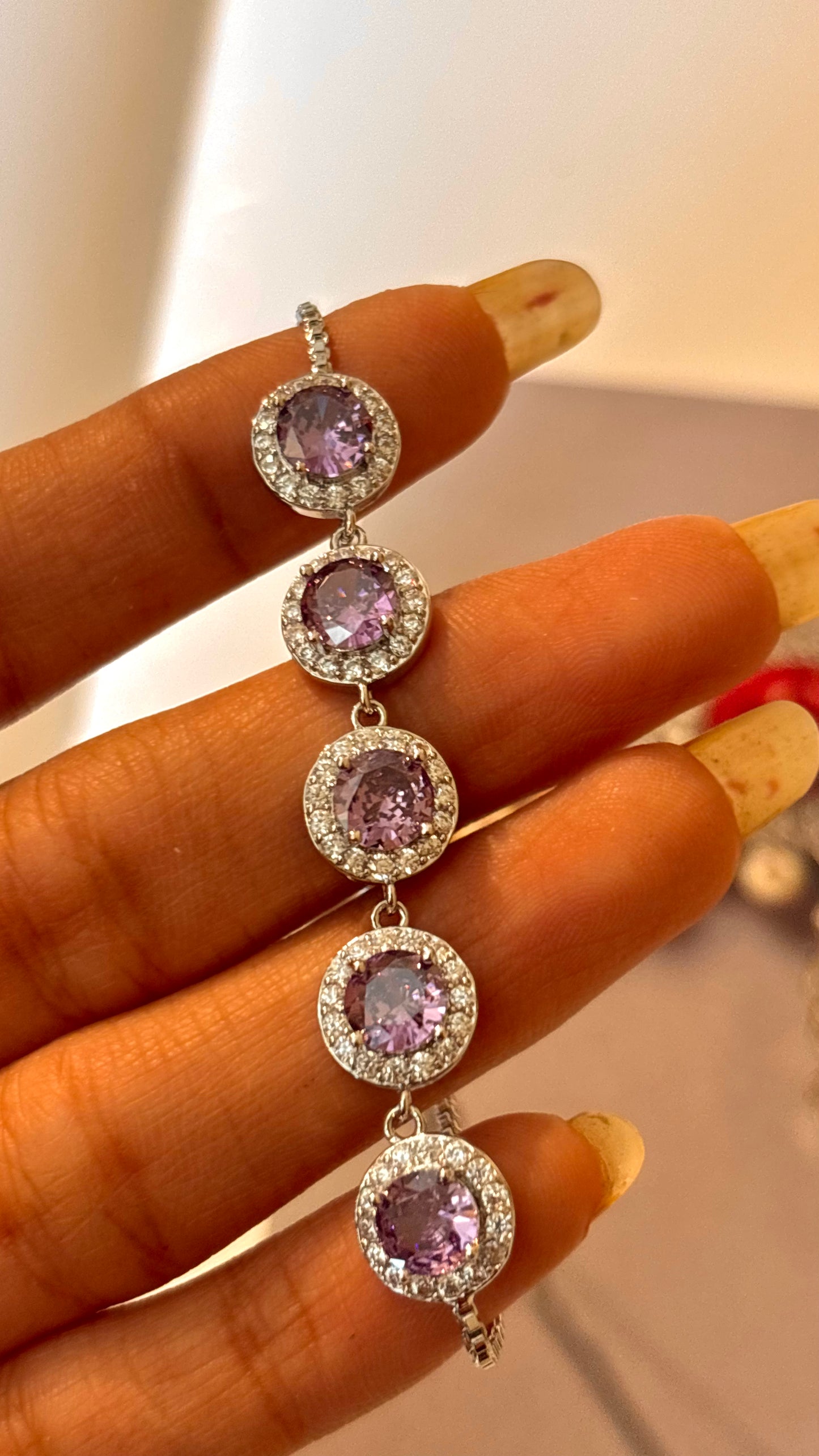 Tanzanite rhodium polish  adjustable bracelet