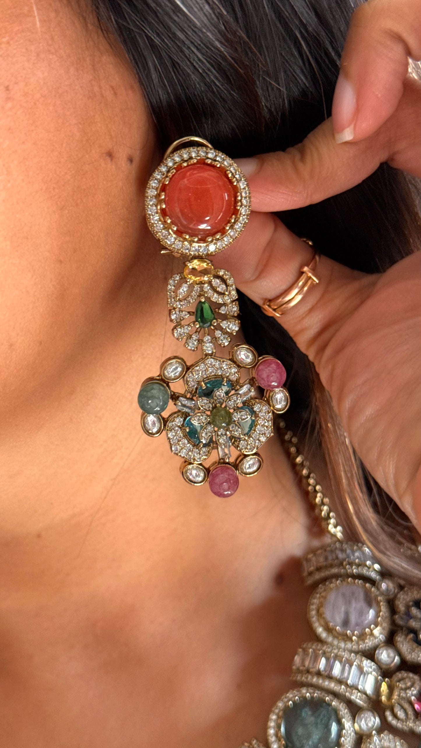 Sabyasachi inspired vintage real stone necklace