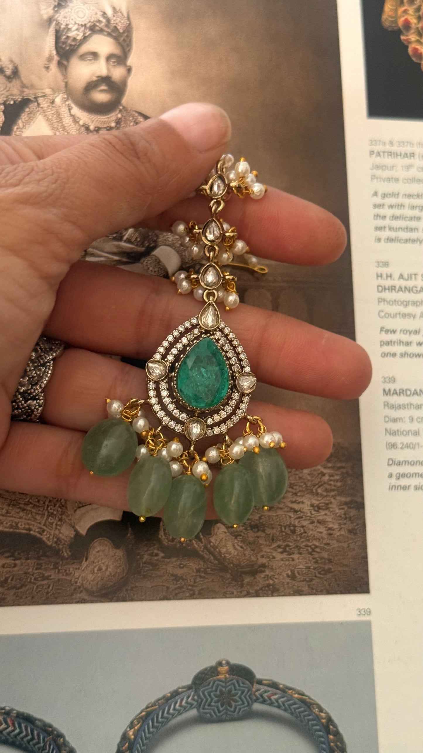 Mint drop shape & mint hanging victorian maangtika
